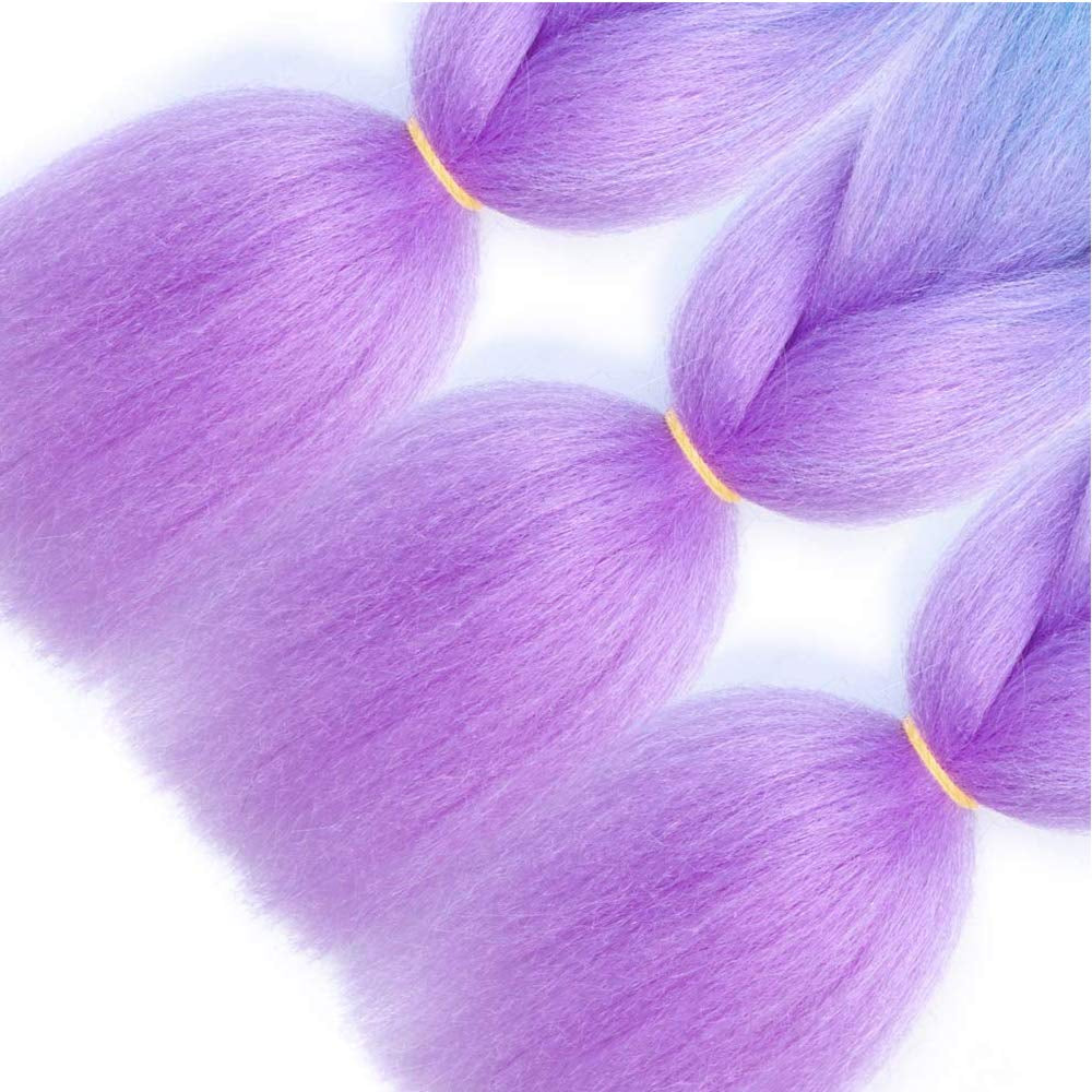 Ombre Braiding Hair 24 Inch Braid Hair Extensions 3Pcs Pre Stretched High Temperature Crochet Braiding Hair (C26)…