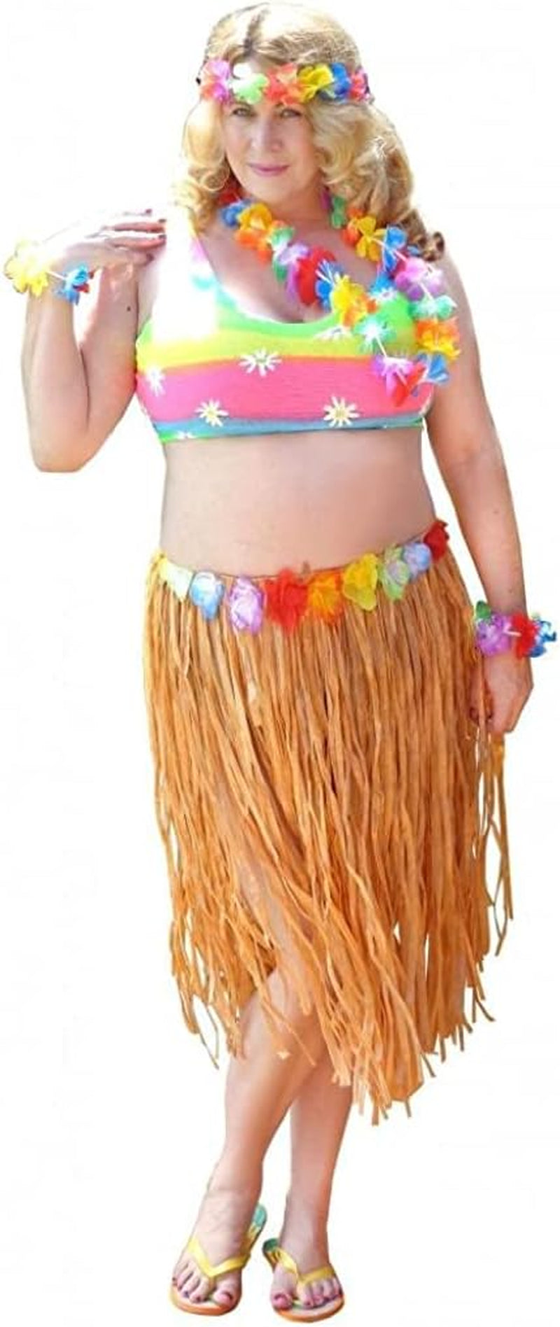 Flowered Luau Hula Skirts for Luau Party Hawaiian Theme Halloween Costume Pack of 2