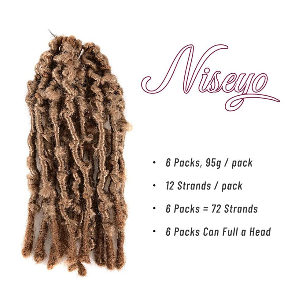 6 Packs Butterfly Locs Crochet Hair 12 Inch Pre Looped Distressed Locs Crochet Braids (27#)