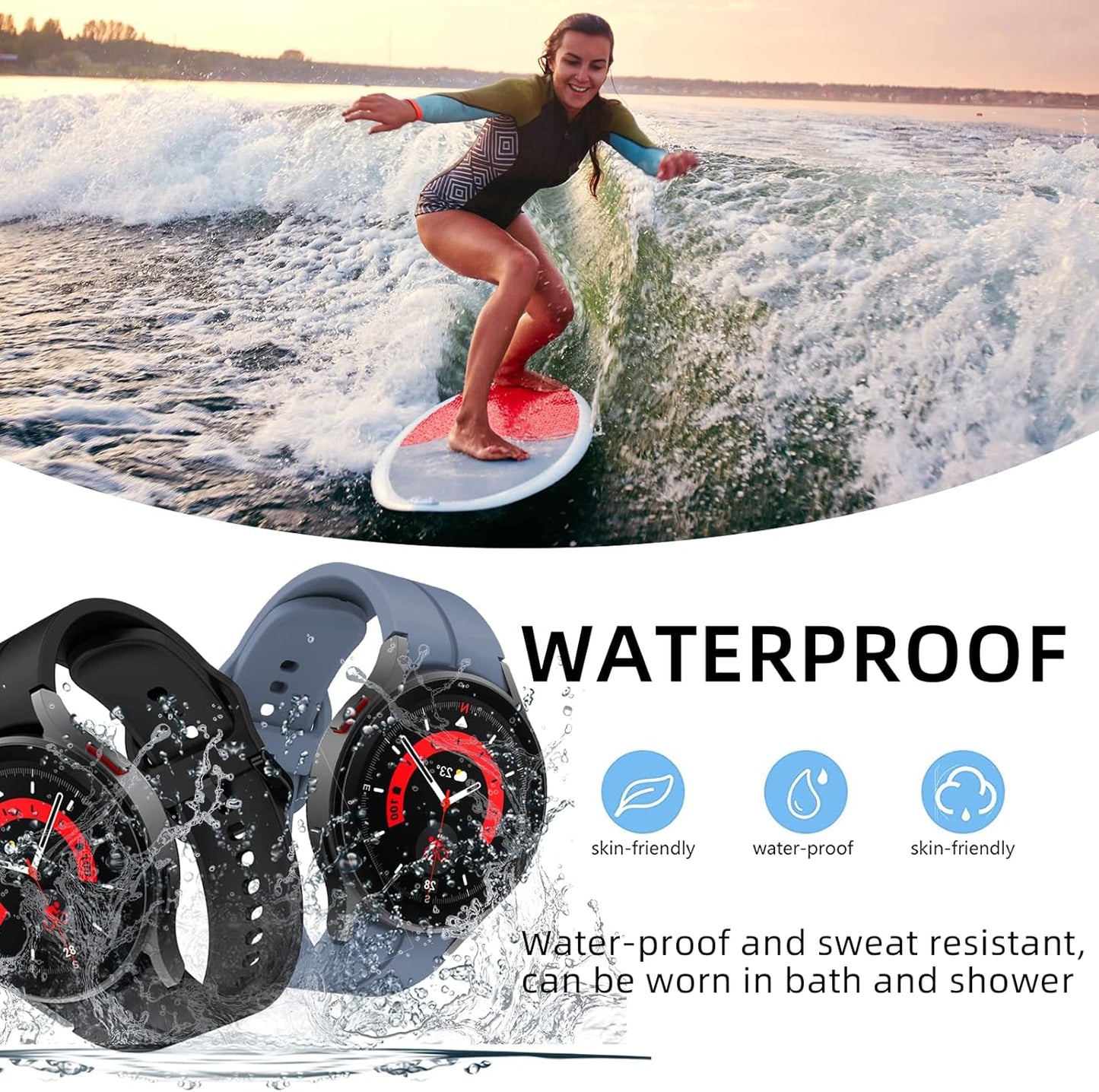 ππ’ππ°ππ² Bands Compatible for Samsung Galaxy Watch 5 Pro 45Mm/Galaxy Watch 7 6 5 40Mm 44Mm Band, No Gap Silicone Replacment Strap with Colorful Buckle
