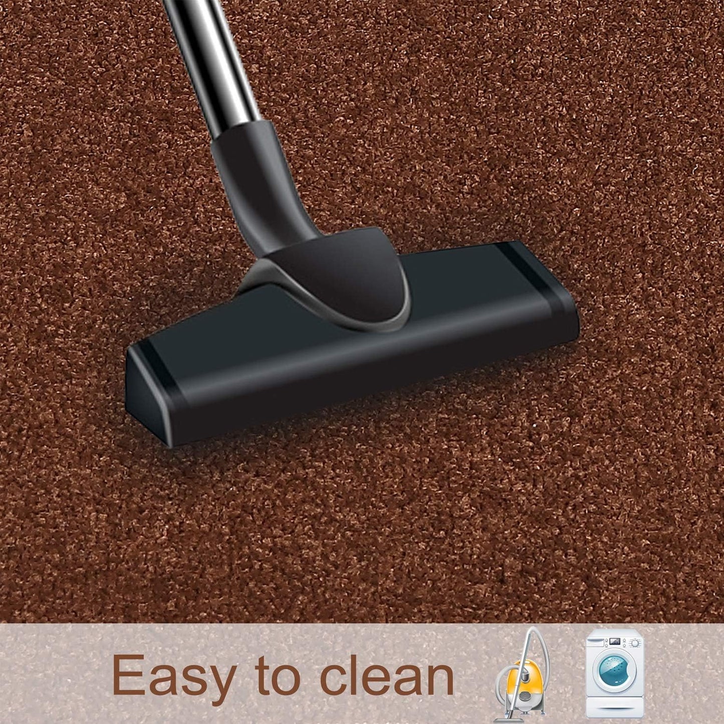 Carpet Stair Tread Landing Mat Tape Free Self Adhesive Non Slip Skid Resistant Indoor Doormat Area Rug Floor Mat for Kitchen Bathroom Workstations Washable Rectangle 2' X 3' (Brown)