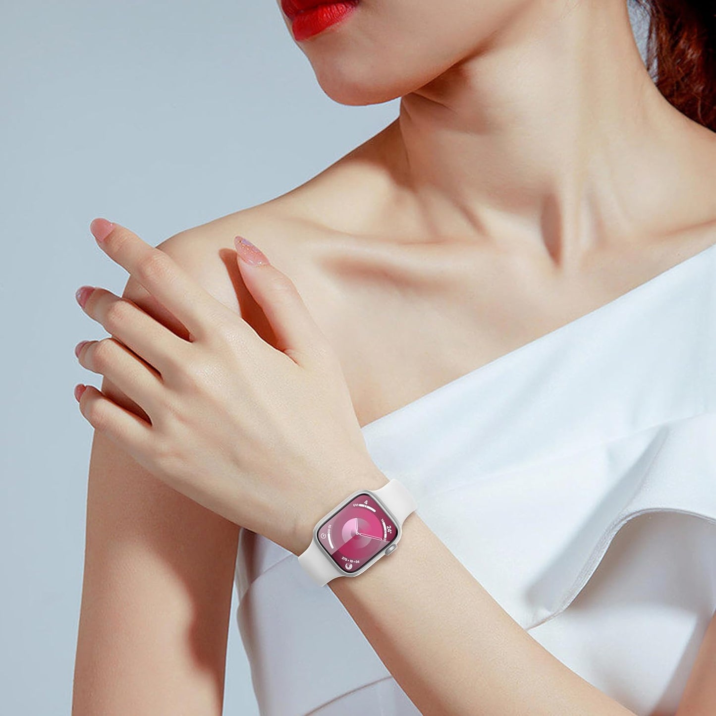Sport Bands Compatible with Apple Watch Band 40Mm,41Mm 38Mm 42Mm 44Mm 45Mm 49Mm Women Men,Soft Silicone Strap for Iwatch Series Ultra 9 8 7 6 5 4 3 2 1 SE White