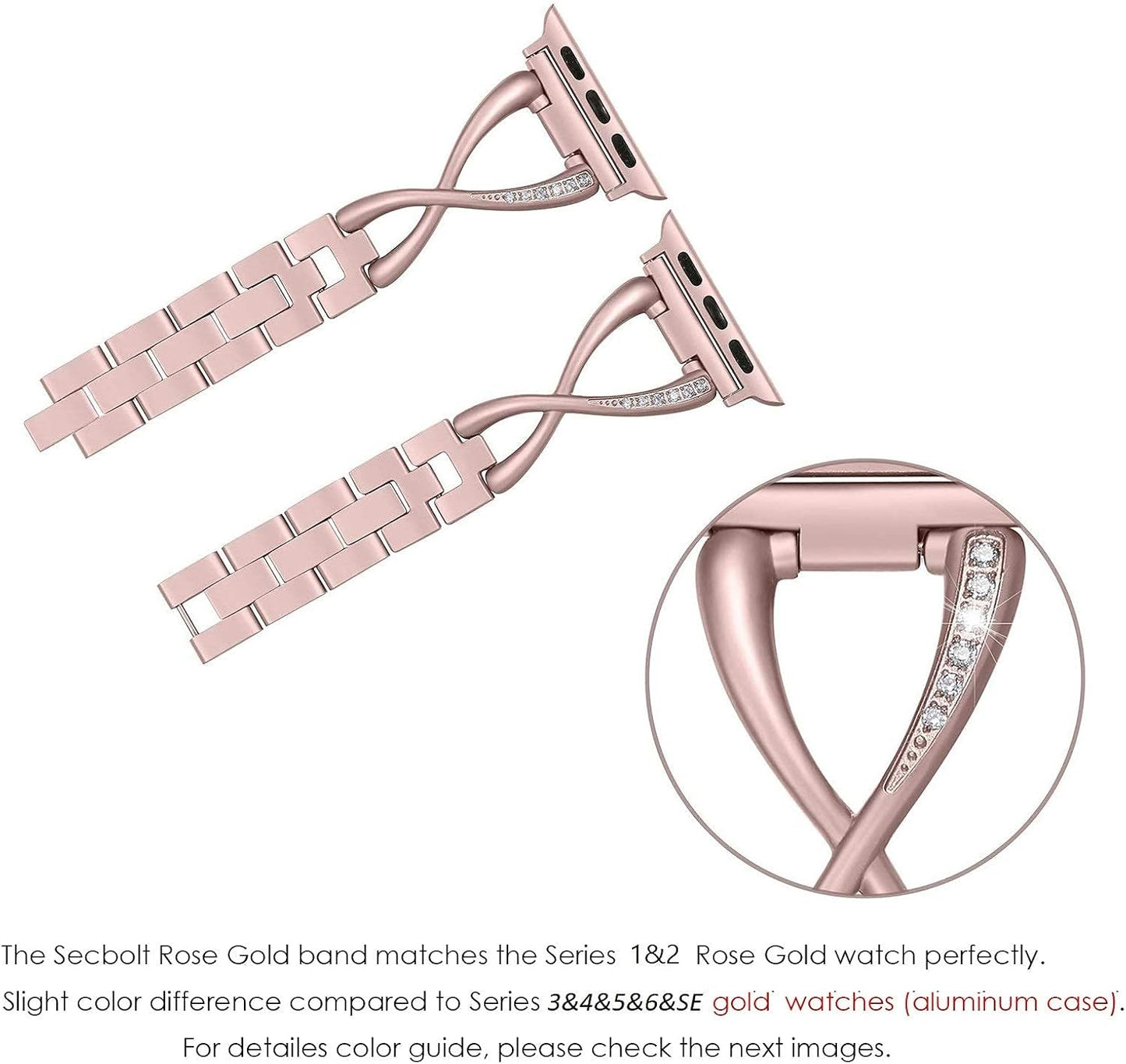 Bands Compatible with Apple Watch Band 38Mm 40Mm 41Mm 42Mm 44Mm 45Mm Iwatch SE Series 9/8/7/6/5/4/3/2/1 Women Dressy Jewelry Stainless Steel Accessories Wristband Strap