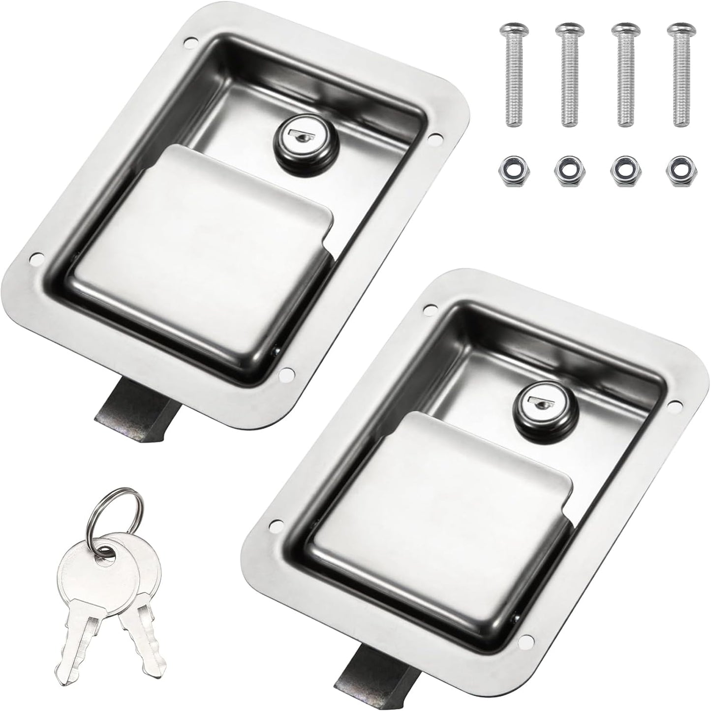 Stainless Steel Truck Tool Box Lock, Paddle Latch Replacement Lock for Truck Box, Toolbox Handle Trailer Door Latch RV Camper Electrical Cabinet, 5.85" L X 4.25" W with Key TRUCK DRIVER