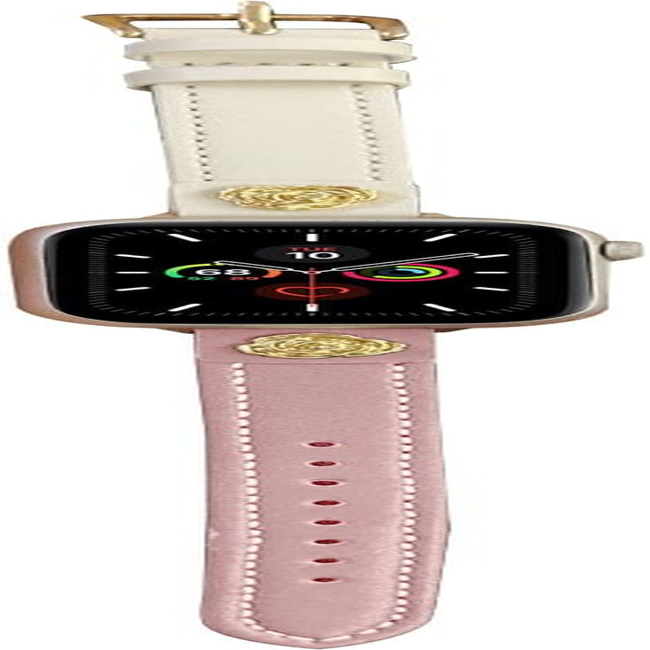 Leather Band with Rose Charm Compatible with Apple Watch Bands for Women 38/40/41/42/44/45/46/49Mm Dressy Slim Leather Strap for Iwatch Series 10/9/8/7/6/5/4/3/2/1/Se/Ultra 2