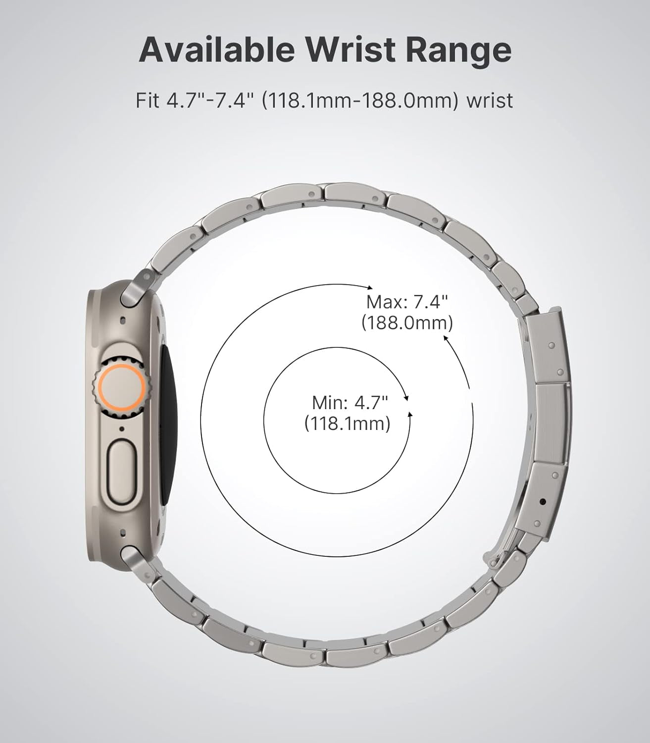 Titanium Band Compatible with Apple Watch Band 49Mm 45Mm 44Mm 42Mm Iwatch Ultra2 Ultra SE 2 SE Series 9 8 7 6 5 4 3 2 1, Titanium Replacement Watch Band with Folding Clasp, Silver