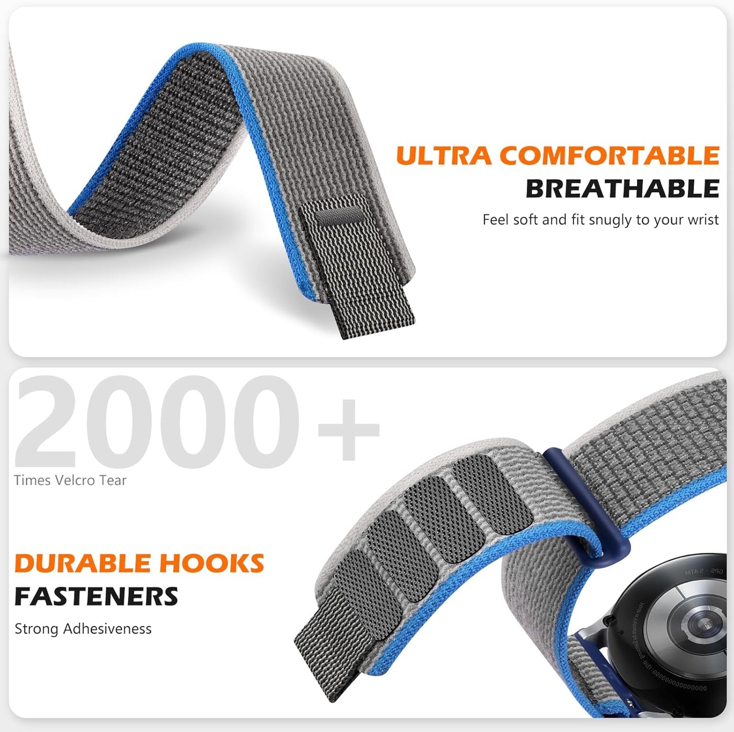 Nylon Band Compatible with Samsung Galaxy Watch 6 5 4 44Mm 40Mm/Galaxy Watch 5 Pro Band 45Mm/Galaxy Watch 6 & 4 Classic Band 47Mm 43Mm 46Mm 42Mm/Active 2, 20Mm Soft Elastic Sport Loop Strap