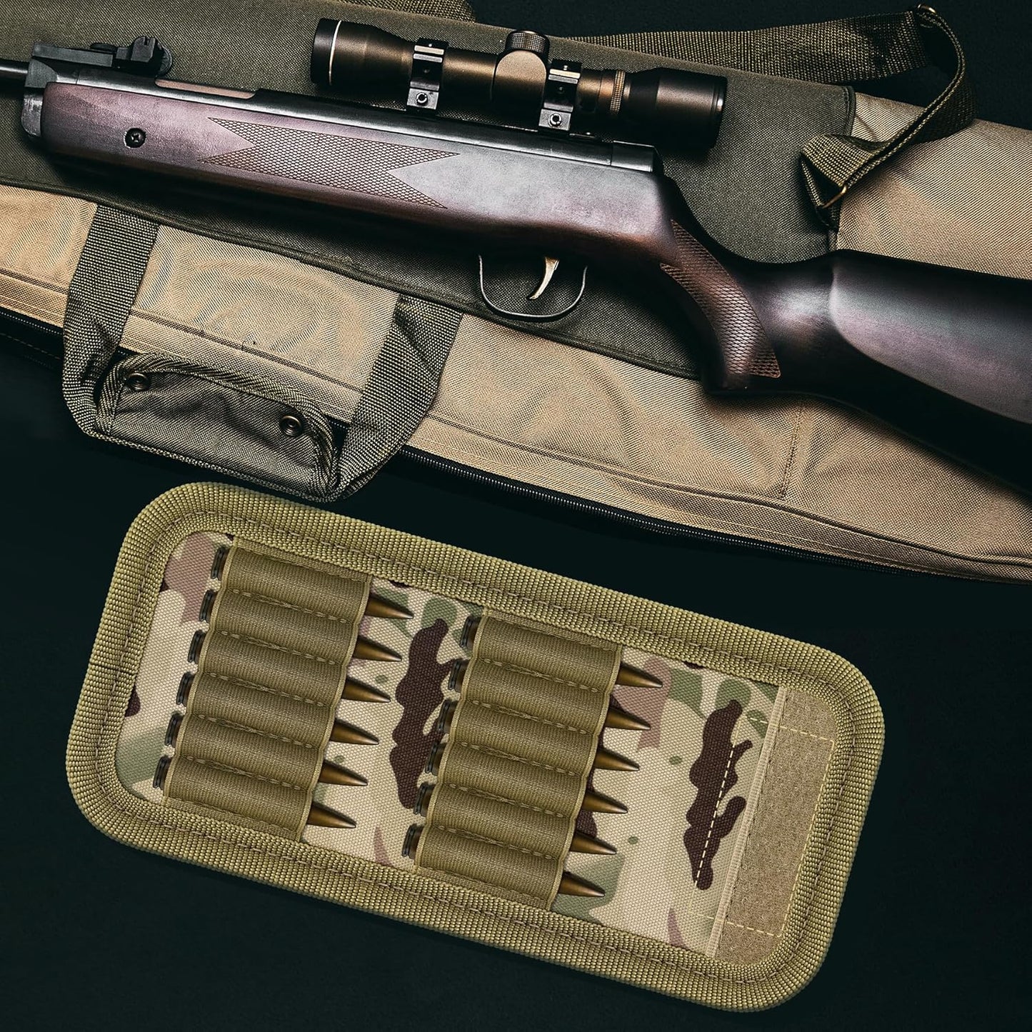 Tactical Molle Outdoor 12 round Rifle Ammo Bag Foldable Utility Hunting Rifle Magazine Pouch 12 Rifle Bullets Cartridge Holder