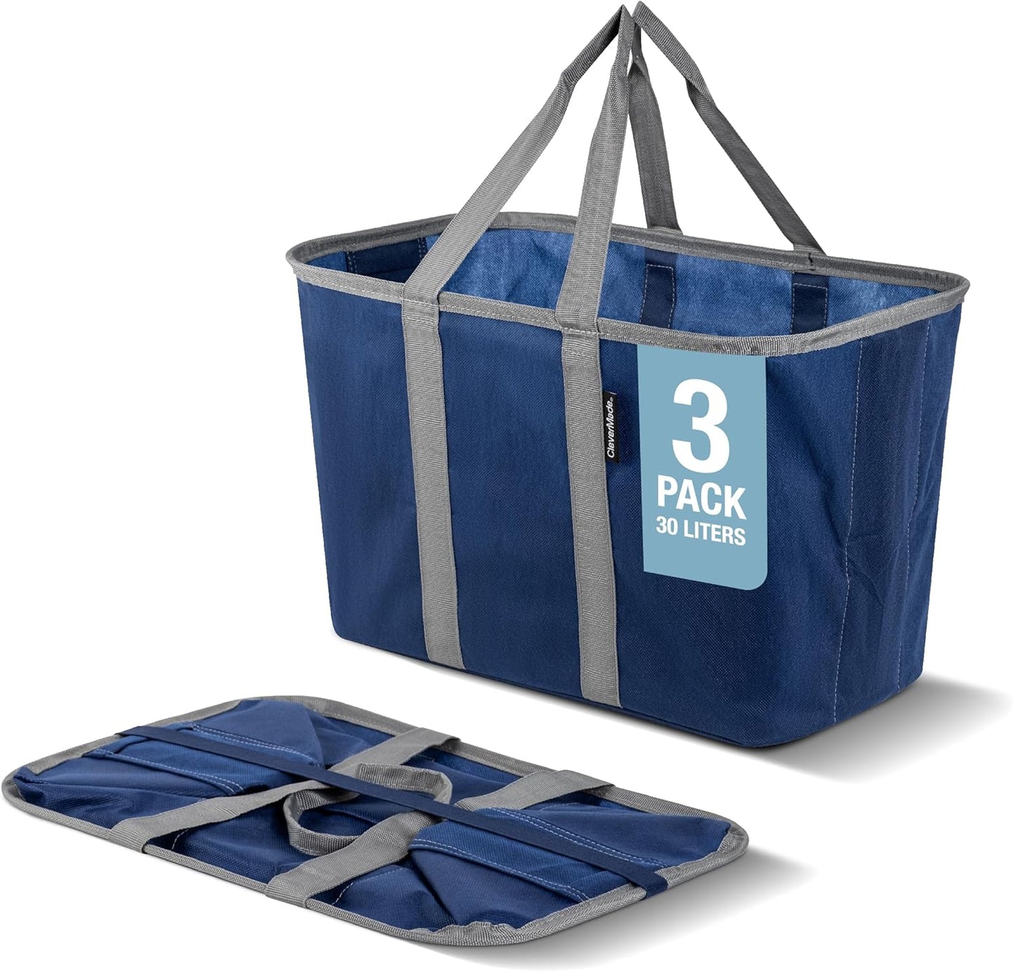 Ecobasket 30 Liter Reusable Tote Bag with Reinforced Bottom: Collapsible Grocery Shopping Basket