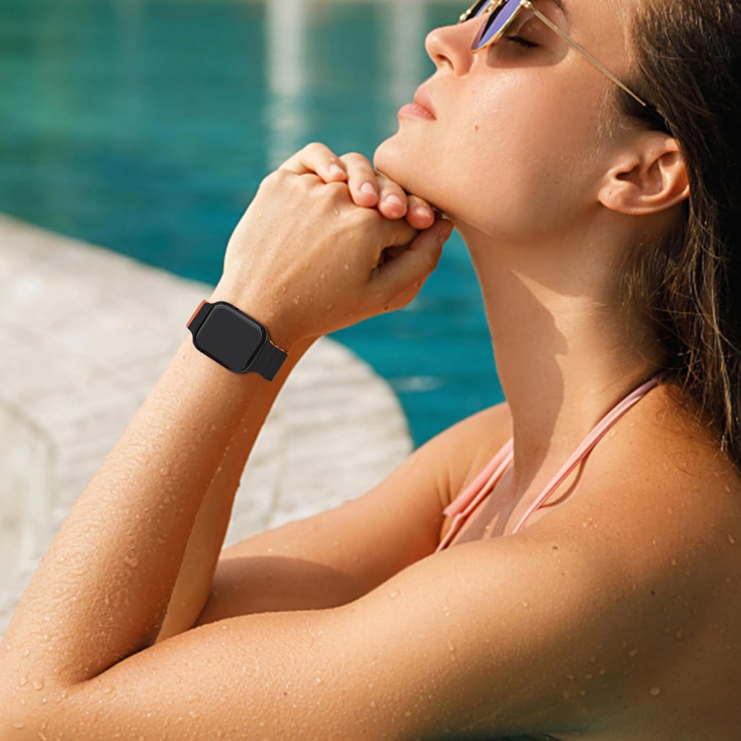 Silicone Magnetic Clasp Sports Band Compatible with Watch Band 38Mm 40Mm 41Mm for Women Men Replacement Strap for Watch SE Series 8 7 6 5 4 3 - Black & Orange