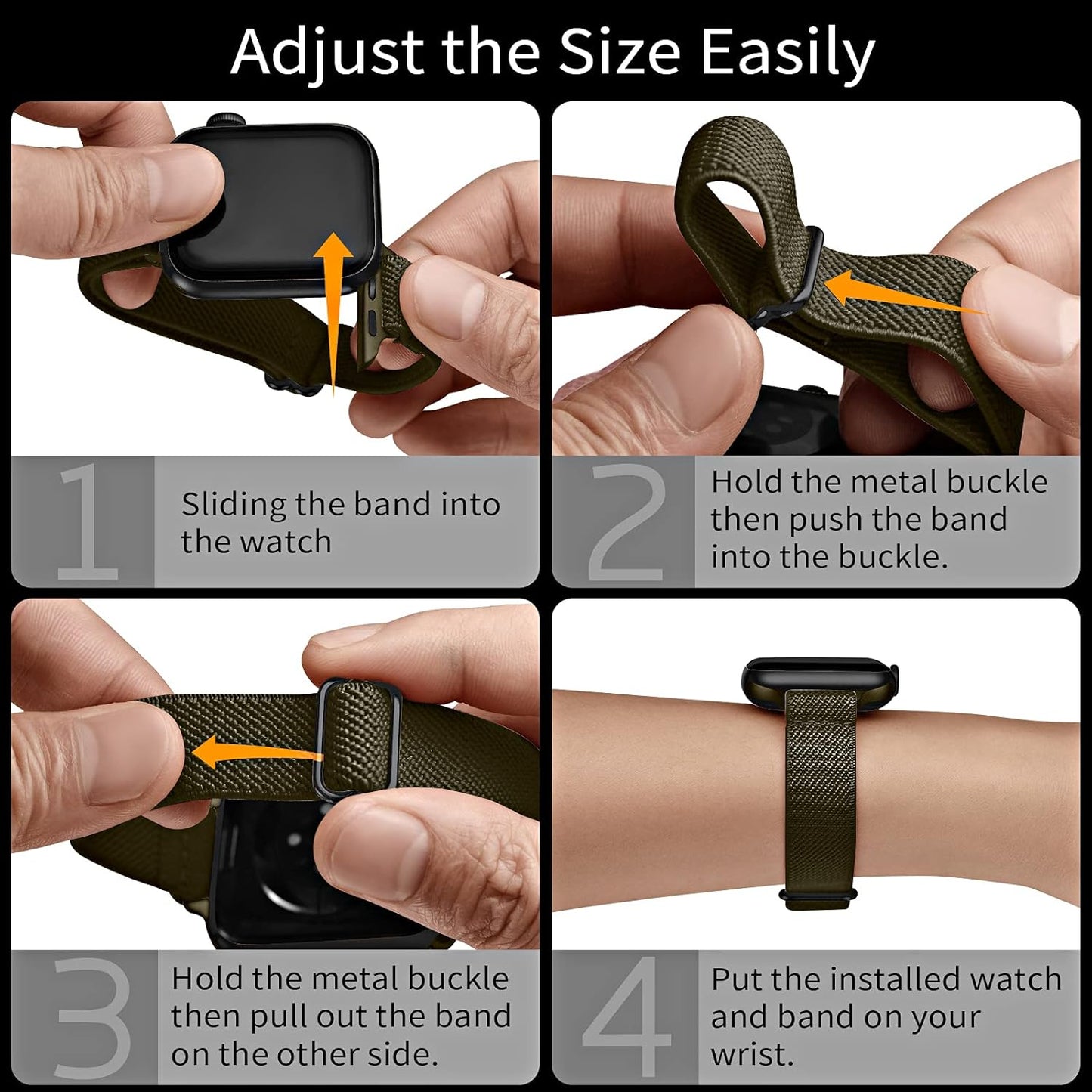 Slim Stretchy Bands Compatible with Apple Watch Band 41Mm 40Mm 38Mm, Women Elastics Nylon Thin Band Strap for Iwatch SE2 SE Series 9 8 7 6 5 4 3 2 1 (Army Green/Black, 41Mm 40Mm 38Mm)