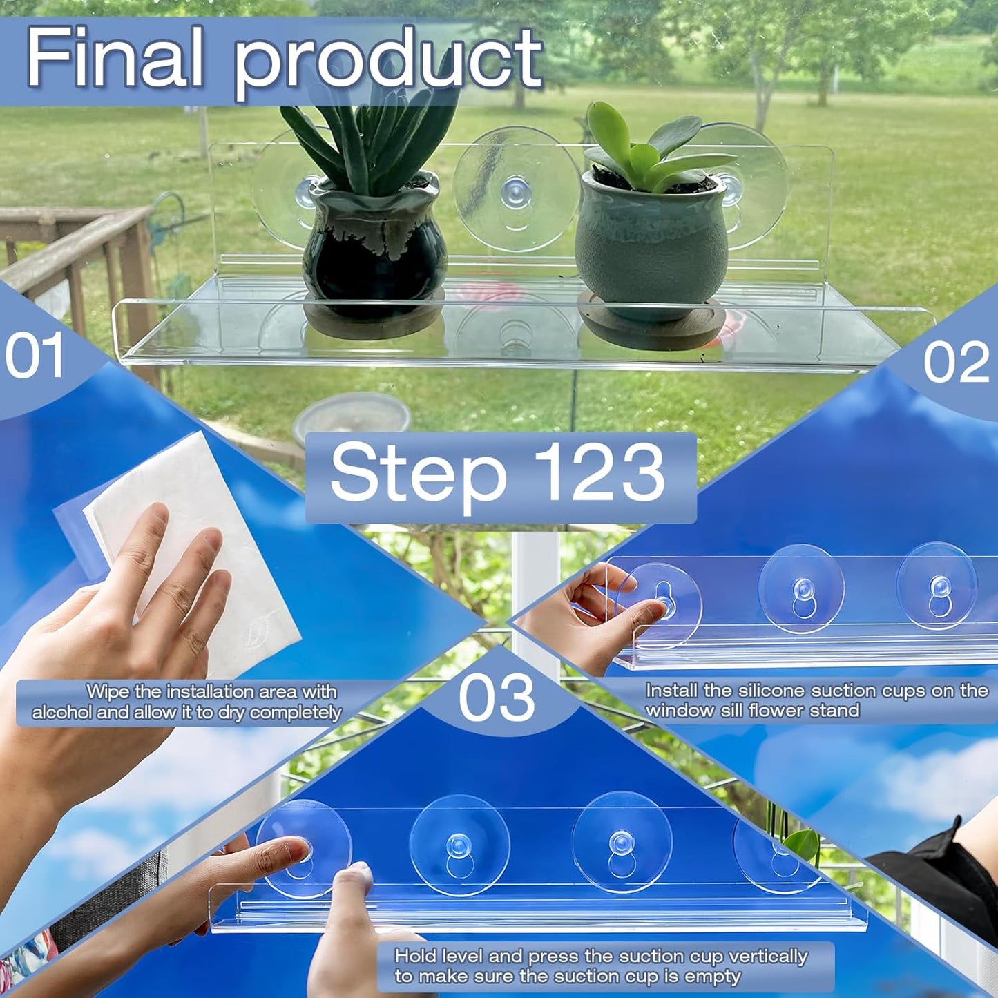 12 Inch Acrylic Window Sill Extender for Window Boxes, 2 Pack Window Shelf for Plants, Suction Cup Shelf for Plants Window, for Succulent Planters, Herb Pots, Indoor Plants (12In-2Pcs)