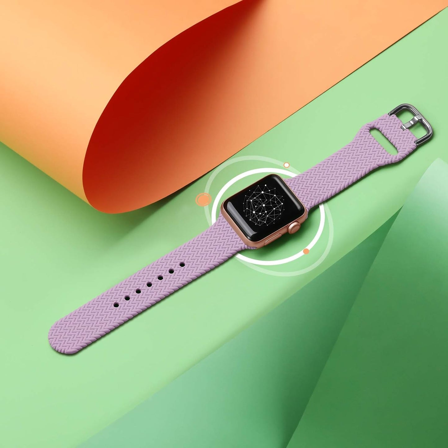 Compatible with Apple Watch Band 38Mm Women Men Series 6, Comfortable Flexible Textured Weave Pattern Sport Wristband for Apple Watch SE 40Mm Series 6 5 4 3 2 1, Lavender