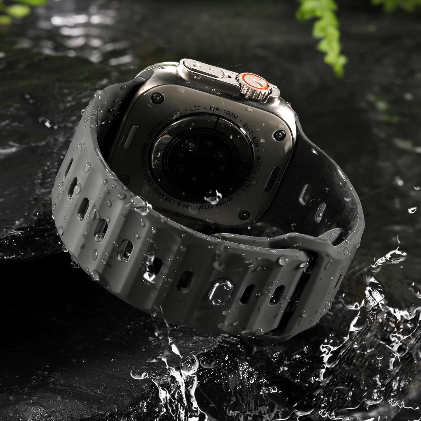 Sport Bands Compatible with Apple Watch Ultra 2/Ultra Band, Compatible with Apple Watch Bands for Men 49Mm 45Mm 44Mm 42Mm, Soft Silicone Waterproof Strap for Iwatch Series 9 8 7 6 5 4 SE 3 2 1