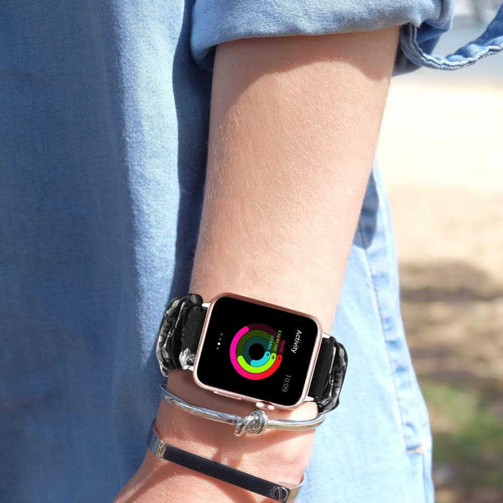 Compatible with Apple Watch Band 38Mm 40Mm 42Mm 44Mm Soft Floral Fabric Elastic Scrunchies Iwatch Bands for Apple Watch Series 6,SE,5,4,3,2,1 38Mm/40Mm Gray Flower L