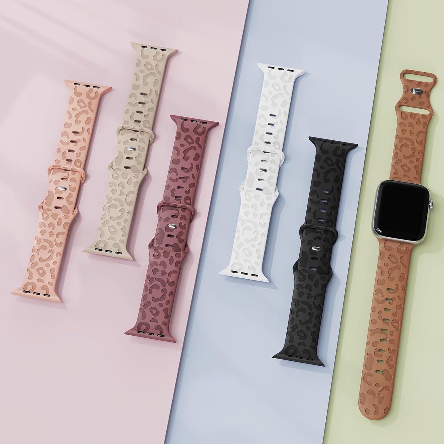 Leopard Engraved Silicone Watch Band Compatible with Apple Watch Band 38Mm 40Mm 41Mm 42Mm 44Mm 45Mm 49Mm Women Men Wristbands Compatible with Iwatch Series 8 7 6 5 4 3 2 1 SE