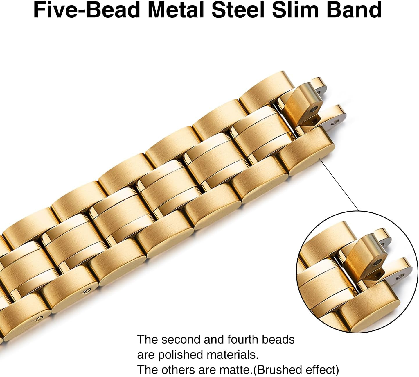 Thin Replacement Band Compatible for Apple Watch 38Mm 40Mm 41Mm 42Mm 44Mm 45Mm 46Mm 49Mm, Stainless Steel Metal Wristband Women Men for Iwatch Ultra SE Series 10/9/8/7/6/5/4/3/2/1, Gold