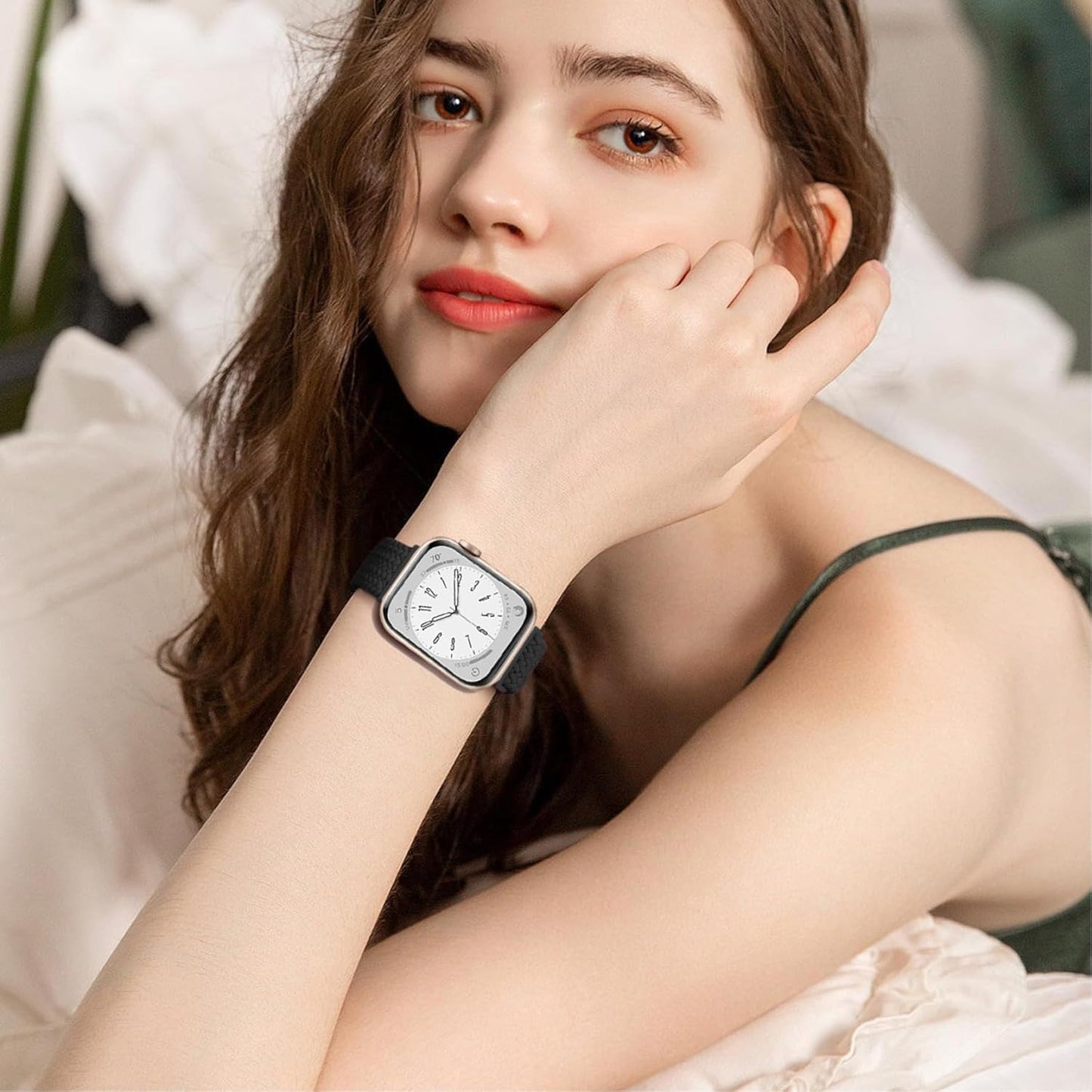 Magnetic Braided Stretchy Loop - Compatible with Apple Watch Band 42Mm 46Mm 40Mm 41Mm 44Mm 45Mm 38Mm Ultra/2 49Mm Women Men,Elastic Woven Fabric Nylon Strap for Iwatch Ultra Series 10 9 8 7 6 5 4 3 SE
