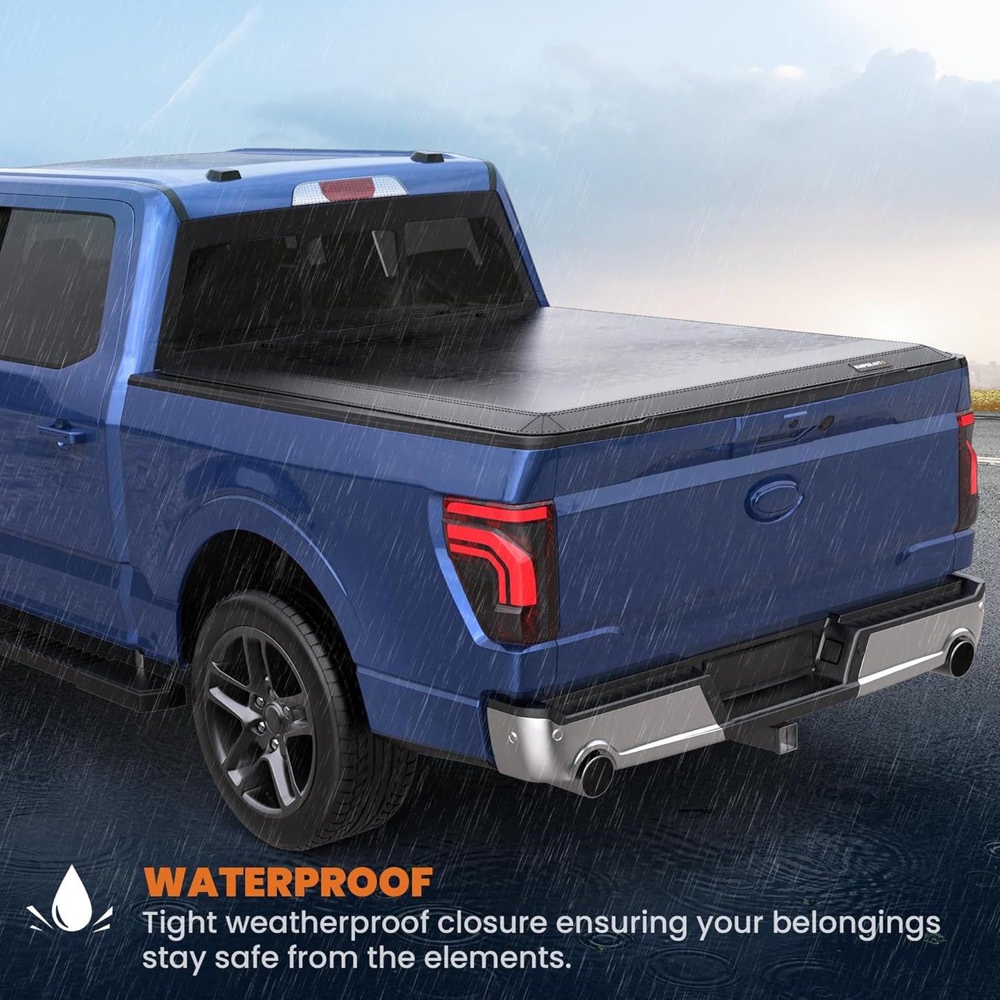 Tri 3-Flip 5.5 FT Soft Truck Bed Tonneau Cover Compatible with 2009-2014 Ford F150 F-150 Styleside (Excl Raptor Series) Truck Bed Cover