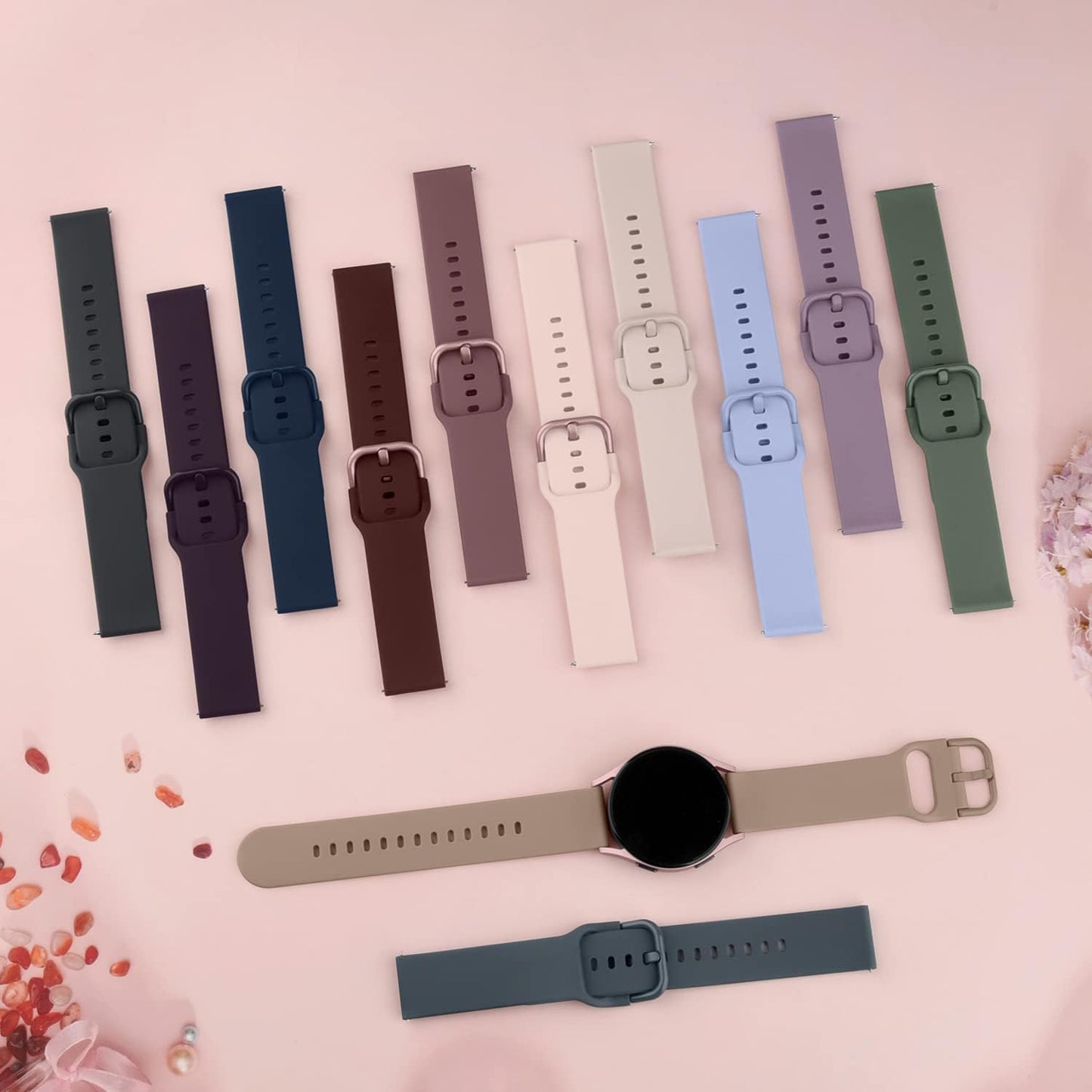 for Samsung Galaxy Watch 6 Band 40Mm 44Mm / Galaxy Watch 6 Classic Bands 43Mm 47Mm, 20Mm Soft Sport Band Adjustable Replacement Strap for Galaxy Watch 6 Band Women Men