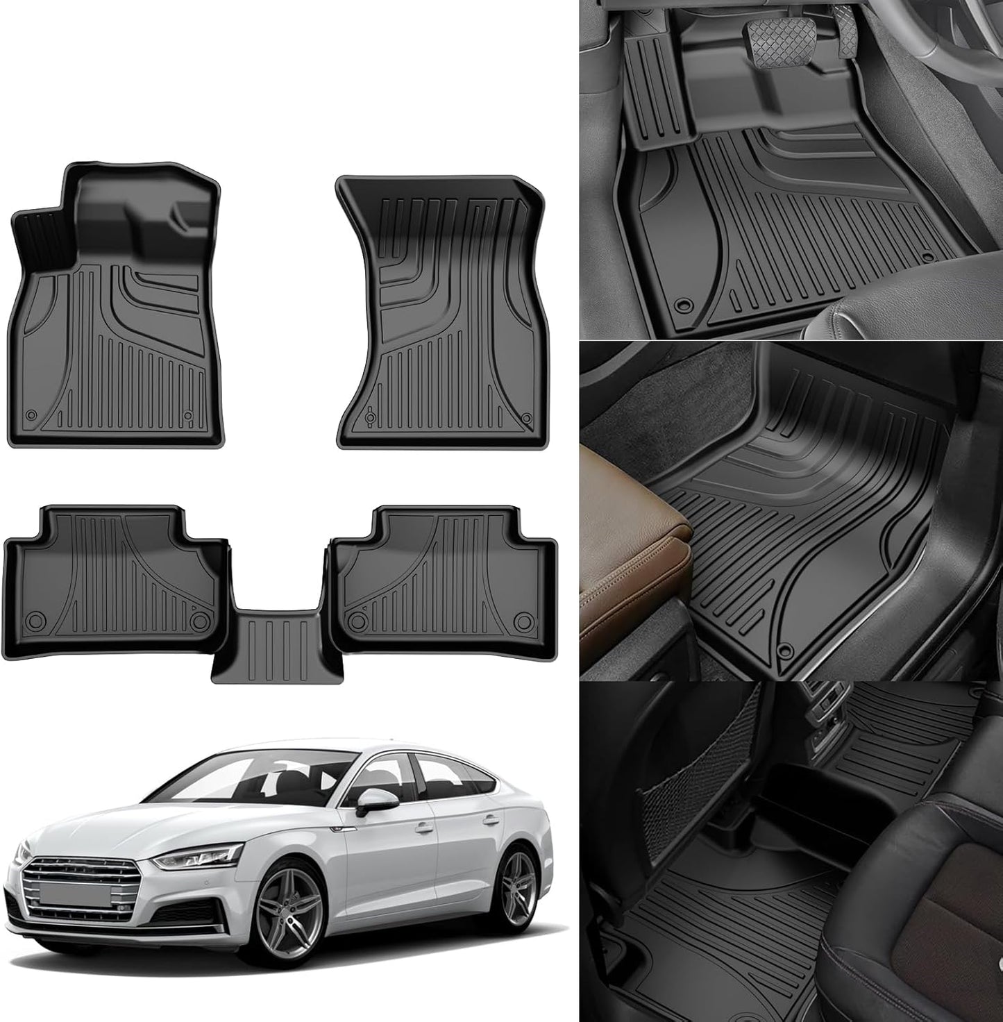 2025 Q7 Floor Mats: All Weather Floor Mats Custom Fit for 2017-2025 Audi Q7/Q8 1St and 2Nd Row All Weather TPE Floor Liner