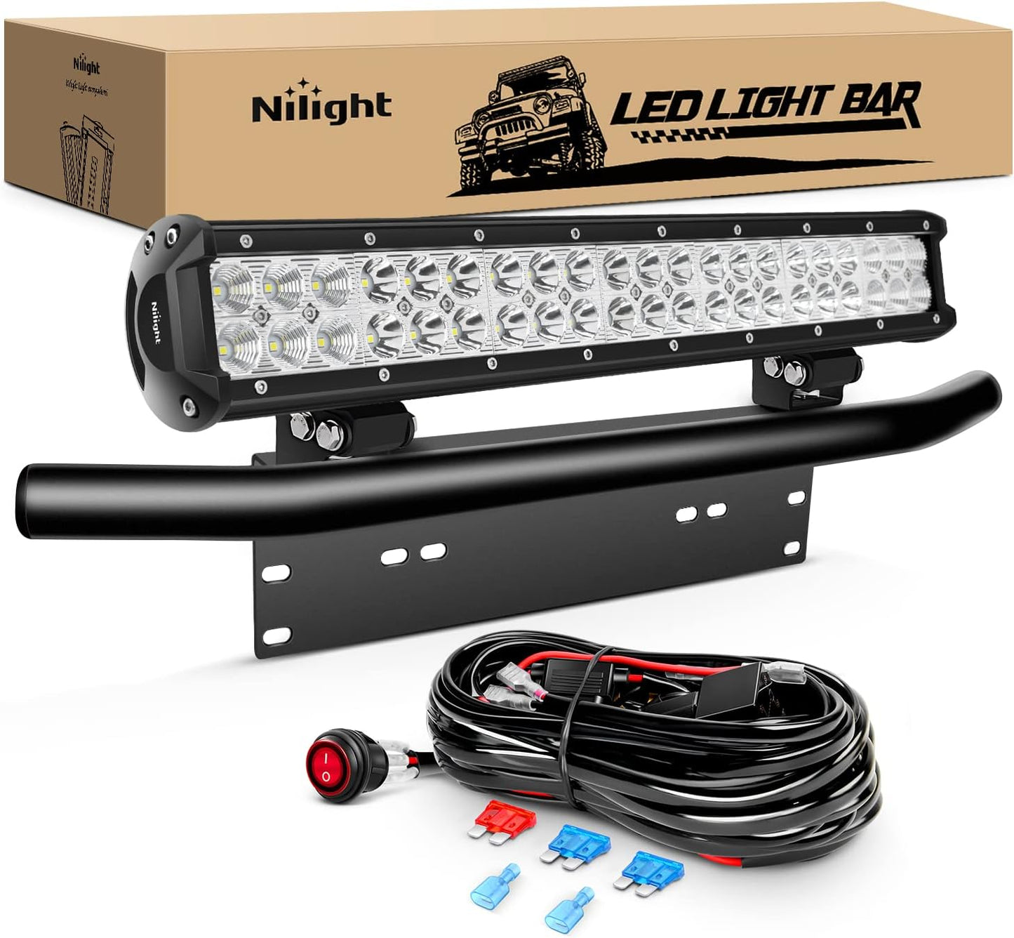 - 60005C-A 20Inch 126W Spot Flood Combo Led Light Bar off Road Lights Boat Lighting Fog Light Driving Lights LED Work Light for Trucks, 2 Years Warranty