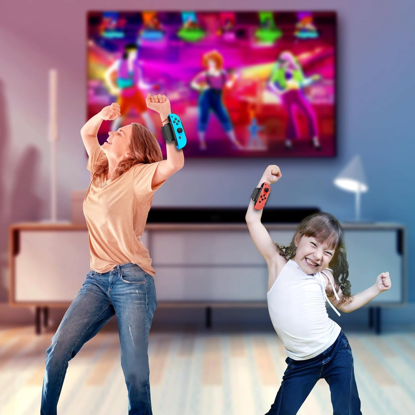Wrist Bands for Nintendo Switch Just Dance 2025 2024 2023 & Zumba Burn It Up, Adjustable Elastic Straps for Switch & Switch OLED Joy Con Controller, 2 Pack Wristbands for Kid and Adult - Black