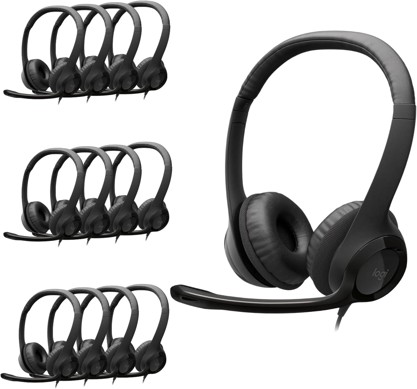 H390 Wired Headset for Pc/Laptop, Stereo Headphones with Noise Cancelling Microphone, USB-A, In-Line Controls for Video Meetings, Music, Gaming and beyond - Black