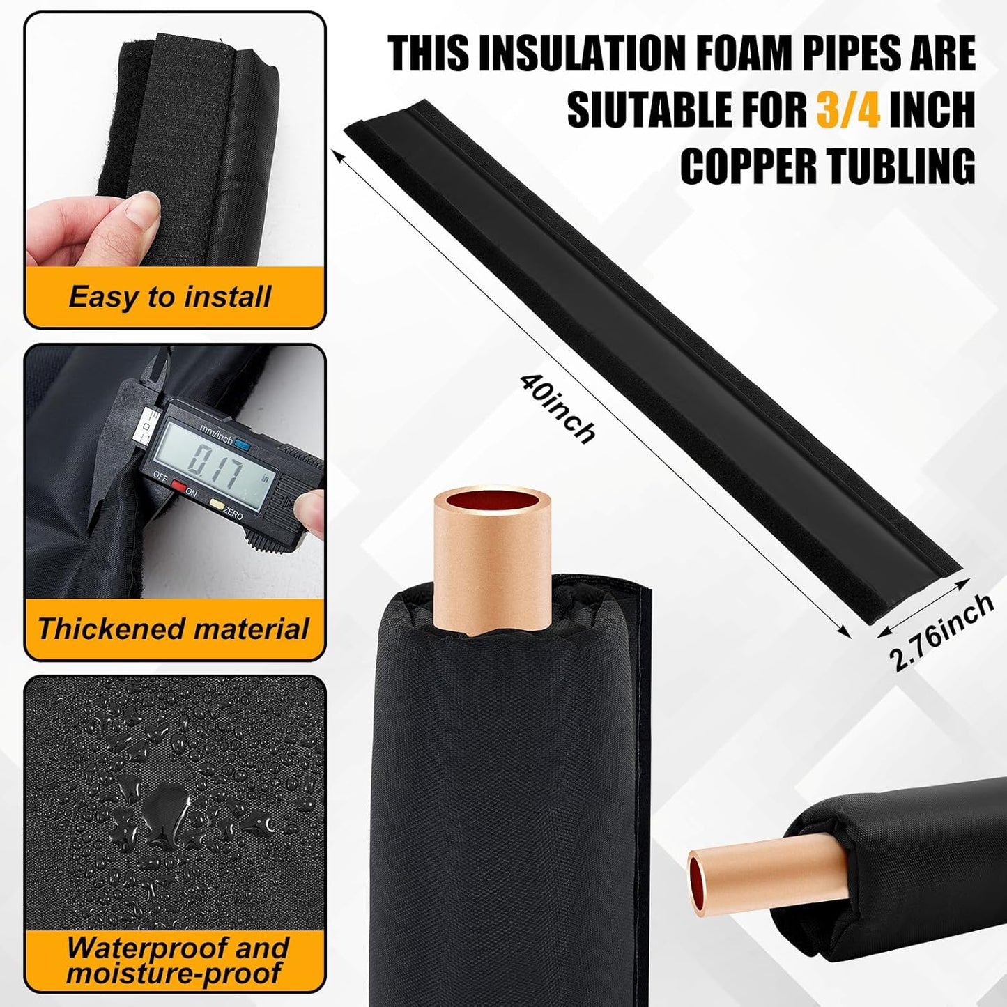 6 Pack Adjustable Pipe Insulation Covers Faucet Covers Kit for outside Freeze Pipe Insulation Tube outside Water Spickets Covers for Winter 3/4 Inches Pipes Freeze Protection(Elbow Shape)