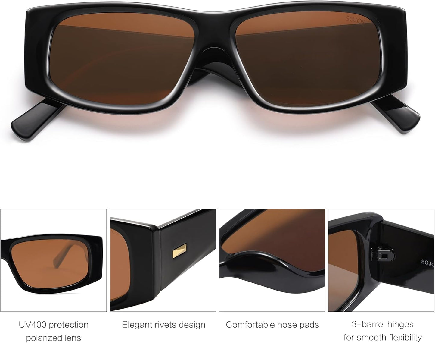 Trendy Y2K Rectangle Polarized Sunglasses for Women Men Fashion Designer Rave Sunglasses SJ2228