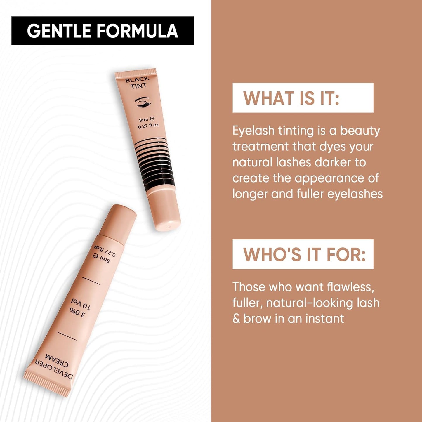 Lash Color Kit - Professional Eyelash and Brow Color with Natural Black Effects, Safe & Easy to Use 8Ml