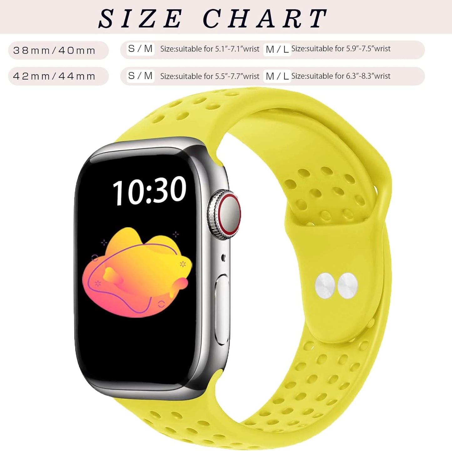 Sport Band Compatible with Apple Watch Band 38Mm 40Mm 41Mm 42Mm 44Mm 45Mm 49Mm for Women & Men, Soft Breathable Silicone Waterproof Replacement Strap for Iwatch Series Ultra SE/8/7/6/5/4/3/2/1