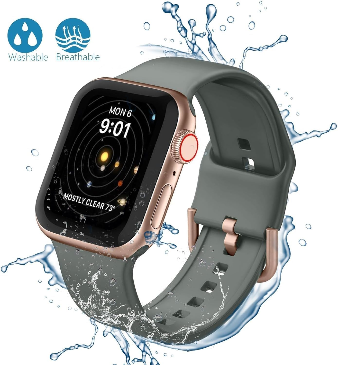 Silicone Band for Men and Women,Compatible with Apple Watch Band 38Mm 40Mm 41Mm 42Mm 44Mm 45Mm 49Mm,Sports Waterproof for Iwatch Bands Series 9 8 7 6 5 4 3 2 1 SE Ultra.
