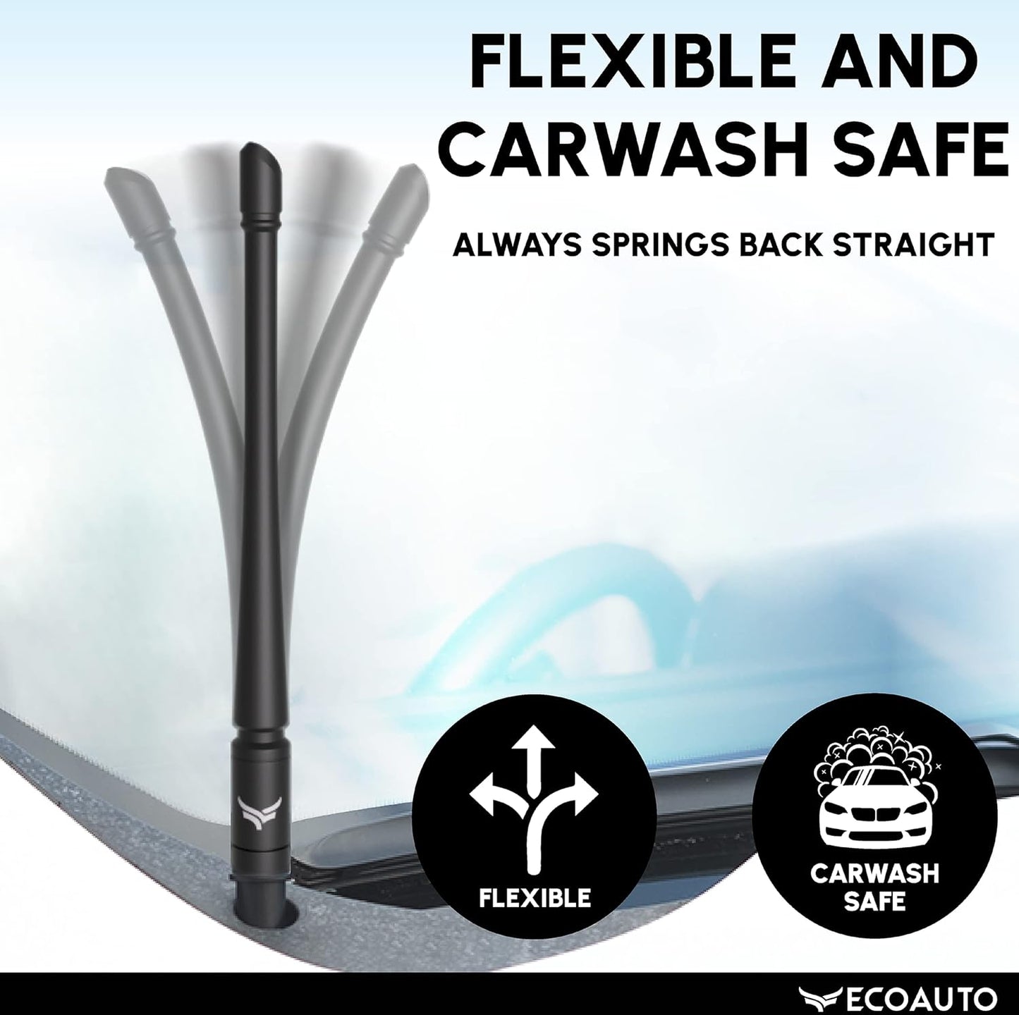 Universal Radio Truck Antenna (5" Flexible) - Fit for Ford, Dodge, GMC, Chevy, Jeep (2007+) - Perfect Truck Accessories for Men - anti Theft, Carwash Safe, Short Replacement Antenna for Truck TRUCK DRIVER