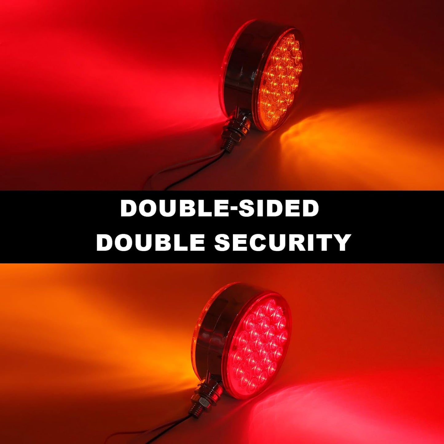 4" round Pedestal Fender Lights, 48 LED Double Face Turn Signal Light for Semi Truck Trailer Towing, 2PCS Amber Red Marker Tail Light for Tractor RV Brake Running Turning TRUCK DRIVER