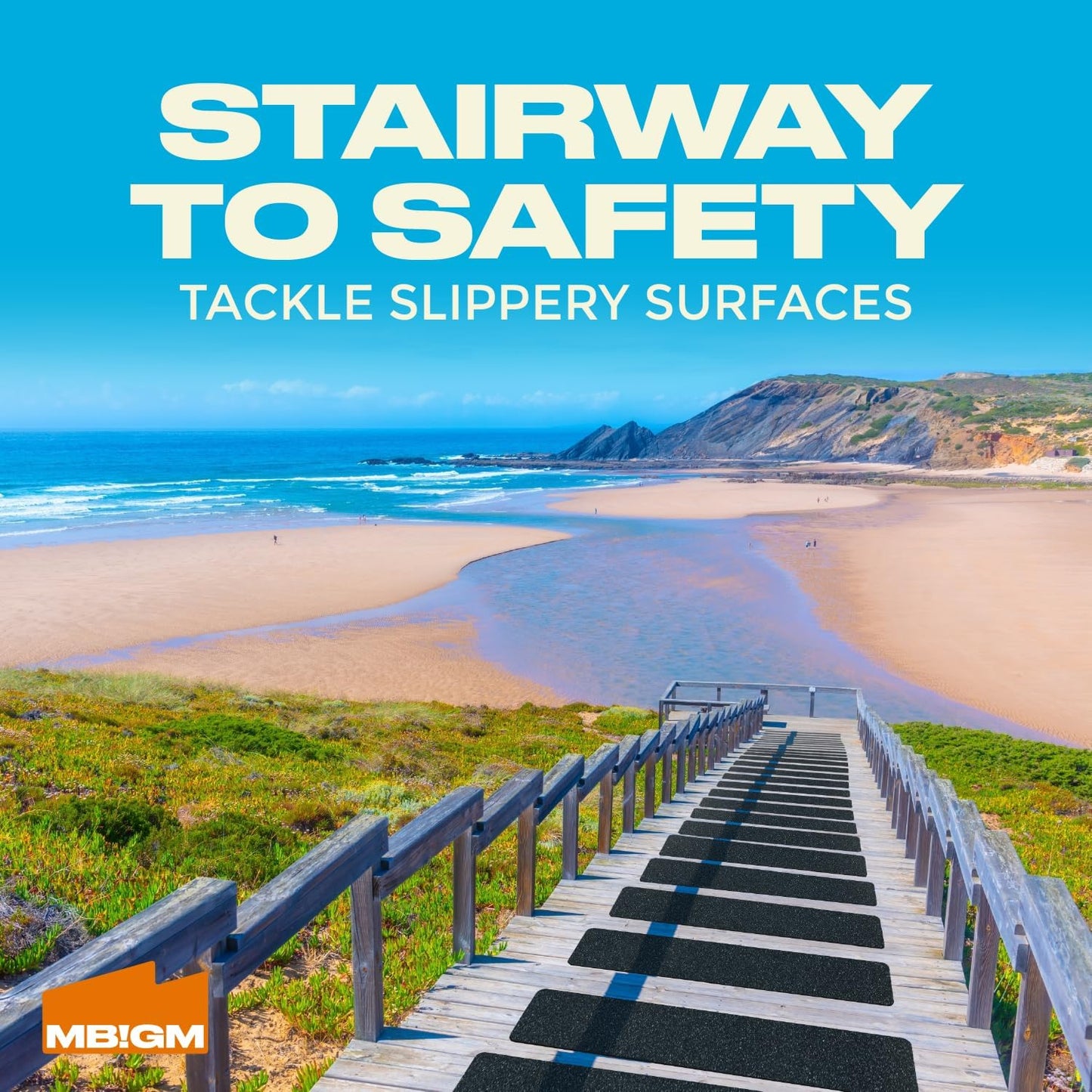 8-Pack 24" X 6" Pre-Cut Stair Treads 80 Grit Non-Slip Outdoor Tape Black Heavy Duty anti Slip Traction Adhesive Strips for Staircase Deck - Non Slip Outdoor Stair Treads anti Slip Stair Strips