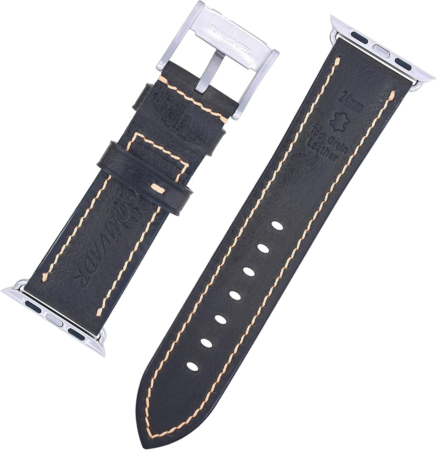 Vintage Leather Watch Bands Compatible with Apple Watch Band 38Mm/40Mm/41Mm 42Mm/44Mm/45Mm, Top Grain Genuine Leather Replacement Watch Strap for Apple Watch Series SE 9 8 7 6 5 4 3 2 1 SE for Men Women