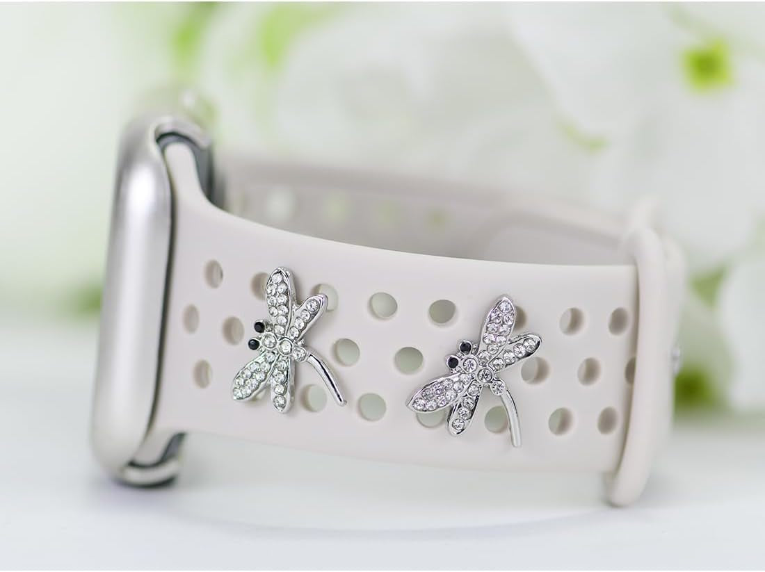 Watch Band Charms for Apple Watch Band Charms for Women 38Mm 40Mm 41Mm 42Mm 44Mm 45Mm 49Mm Ultra , Samsung , Fitbit, Metal Decorative Rings Loops Charms Studs for Iwatch Series Se 9 8 7 6 5 4 3 2 1 , Smart Watch Band Accessories Charms Jewelry