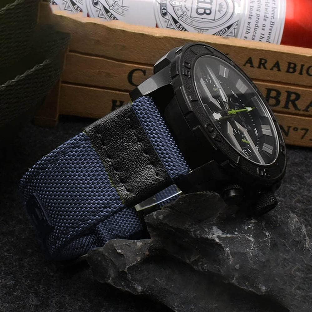Galaxy Watch 5 Pro Bands/Watch 6/5/4 44Mm 40Mm Band Compatible with Samsung Watch 6/4 Classic 47Mm 43Mm 42Mm 46Mm Bands, 20Mm Nylon Sports Bands with Leather Wristband Replacement Strap