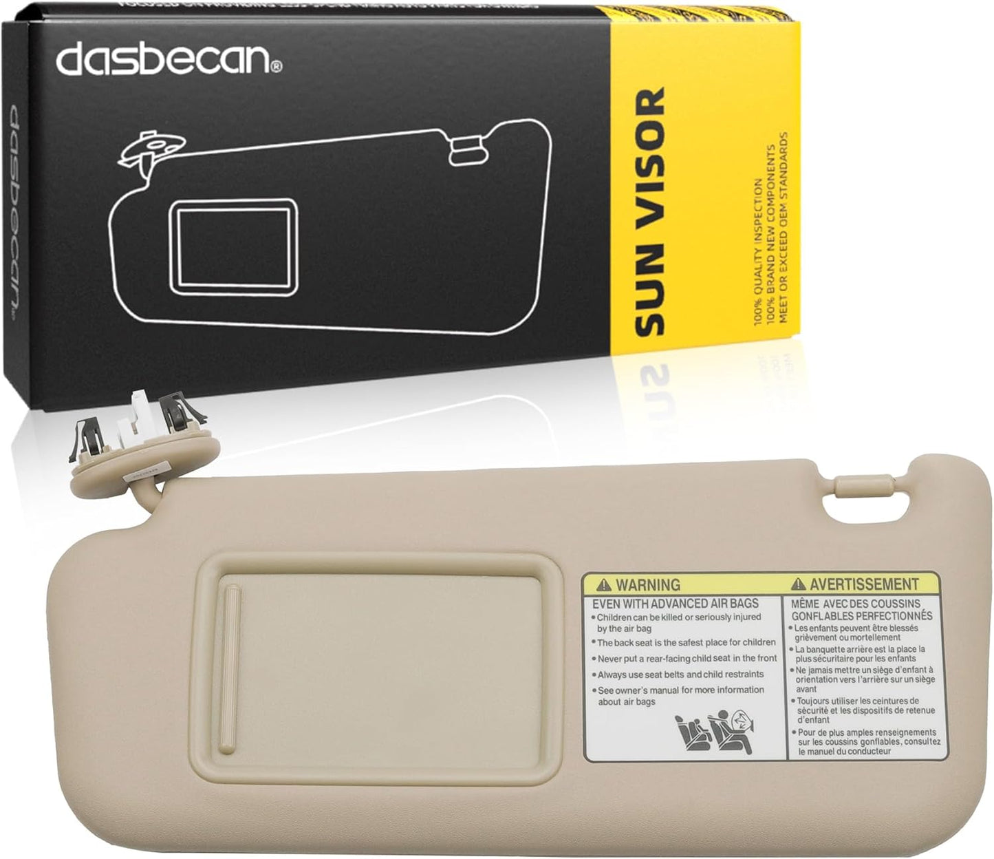 Front Left Driver Side Sun Visor with Vanity Light Compatible with Toyota RAV4 2006-2013 Replaces# 74320-42501-B2 74320-42500-B0 (Gray)