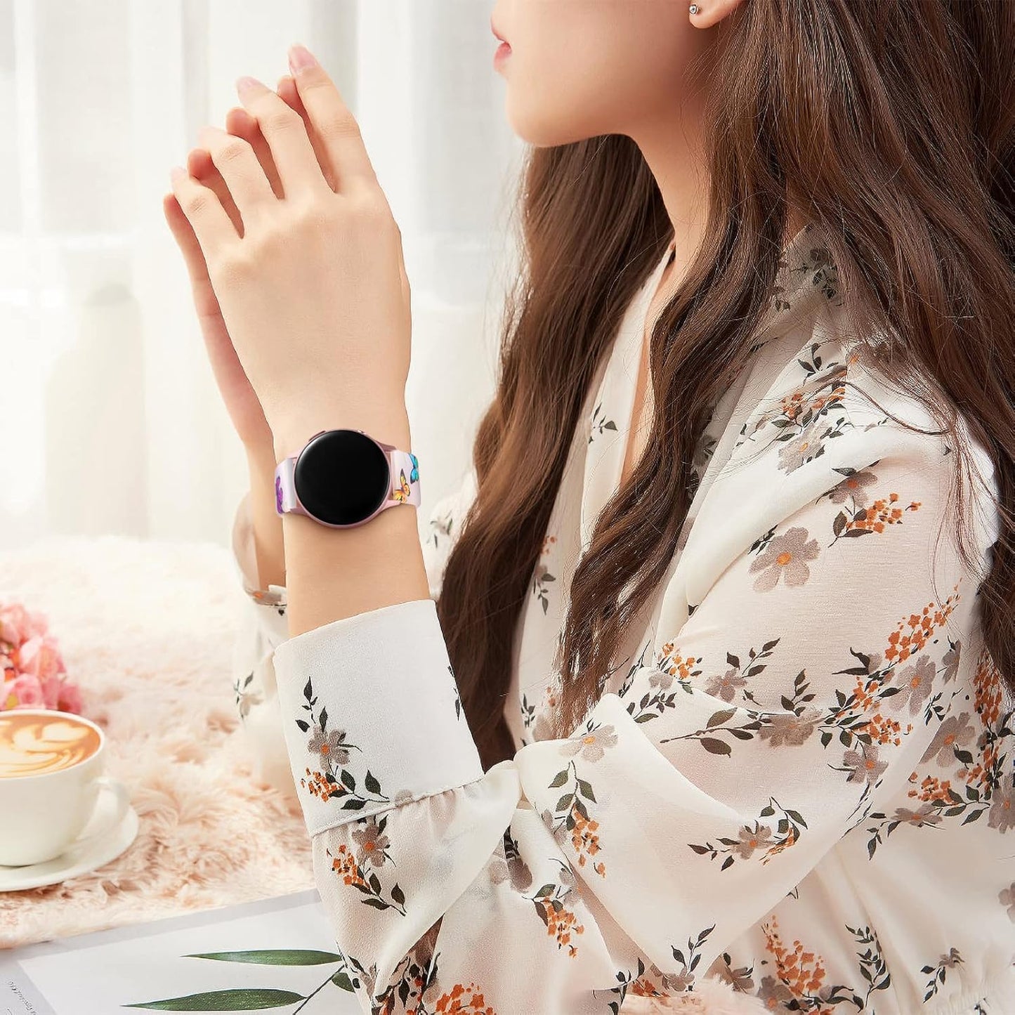 Transparent Band Compatible for Samsung Watch 4 Bands/Galaxy Watch 5 Band 40Mm/Samsung Galaxy Active 2 Watch Bands,20Mm Soft Pattern Printed Fadeless Strap for Galaxy Watch 3 41Mm Women Butterfly