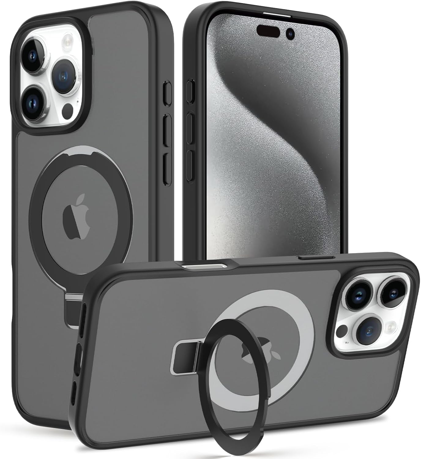 2025 New Magnetic for Iphone 16E Case,Compatible with Magsafe,Military Grade Drop Tested, Shockproof Matte Translucent Hard Back Slim Protective Case.Black Magnetic Circle.
