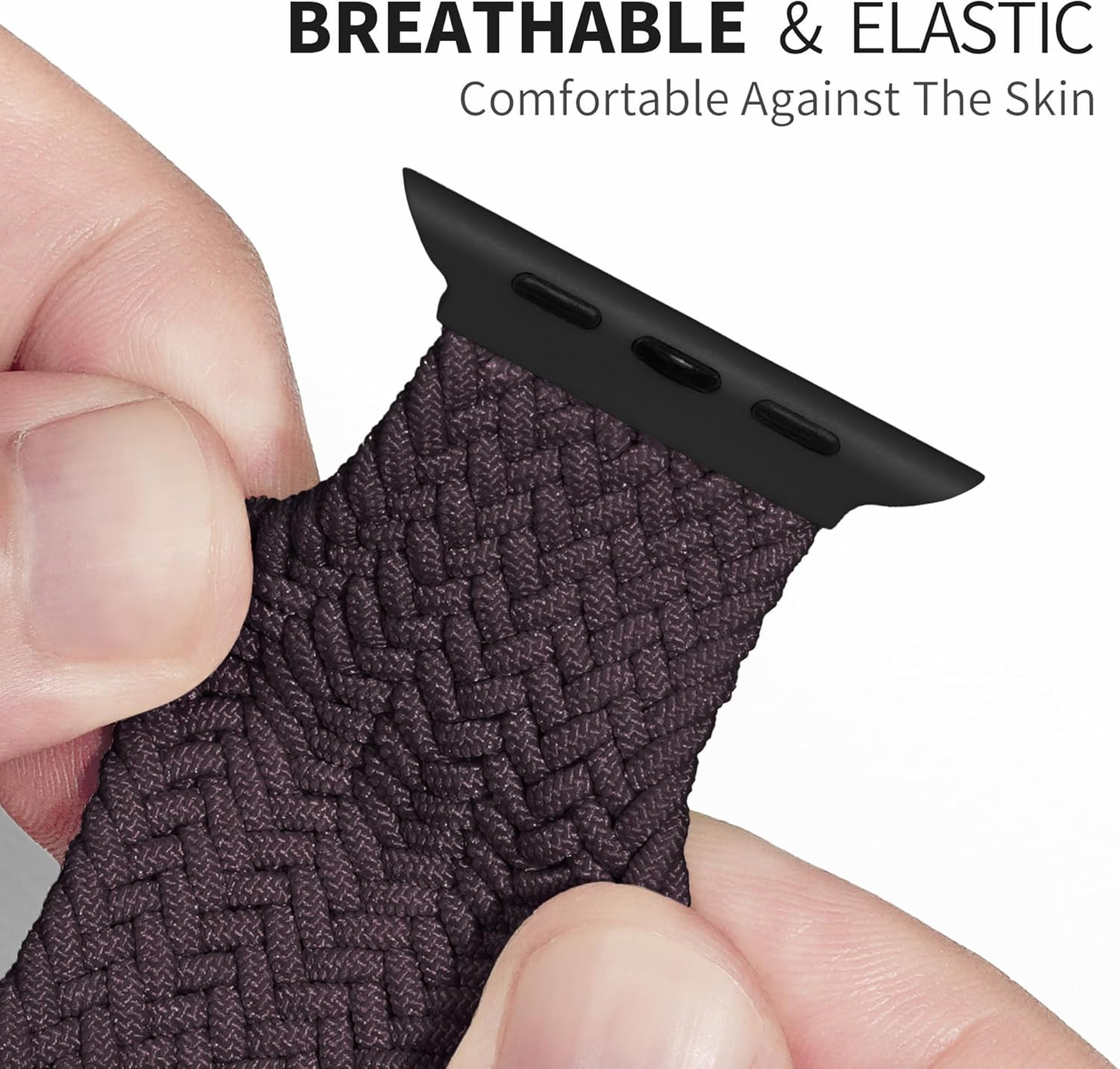 Magnetic Nylon Braided Stretchy Sport Solo Loop Band for Apple Watch, Soft Elastic Fabric Cloth Strech Strap Compatible with Iwatch SE Series 9/8/7/6/5/4/3/2, 38Mm 40Mm 41Mm