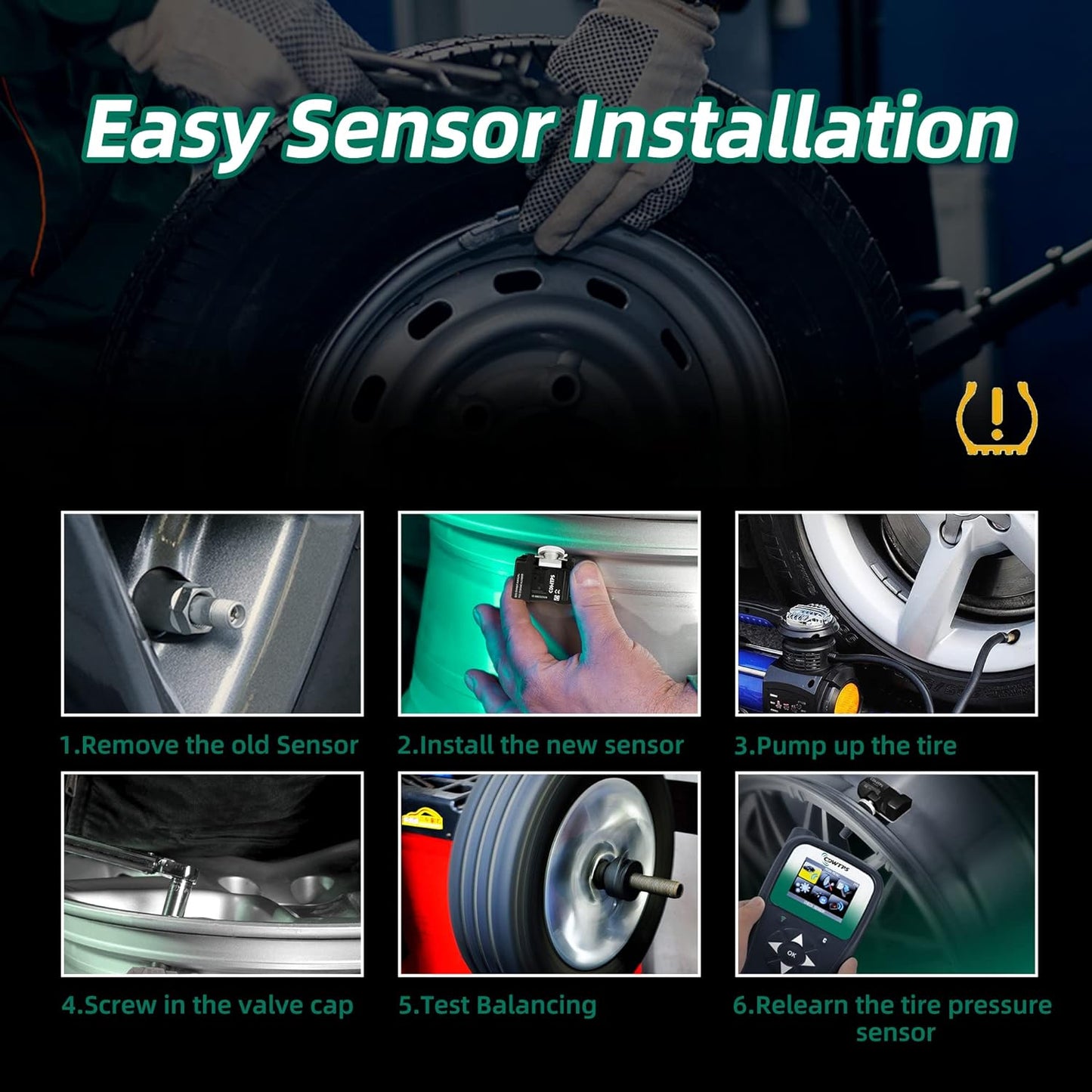 TPMS Sensor,Gm 315Mhz Tire Pressure Monitoring Sensor Compatible for Chevy Silverado GMC Cadillac Buick Pontiac Saturn Hummber Saab Replace#13598771 13598772 13586335 13581558 4 Pack
