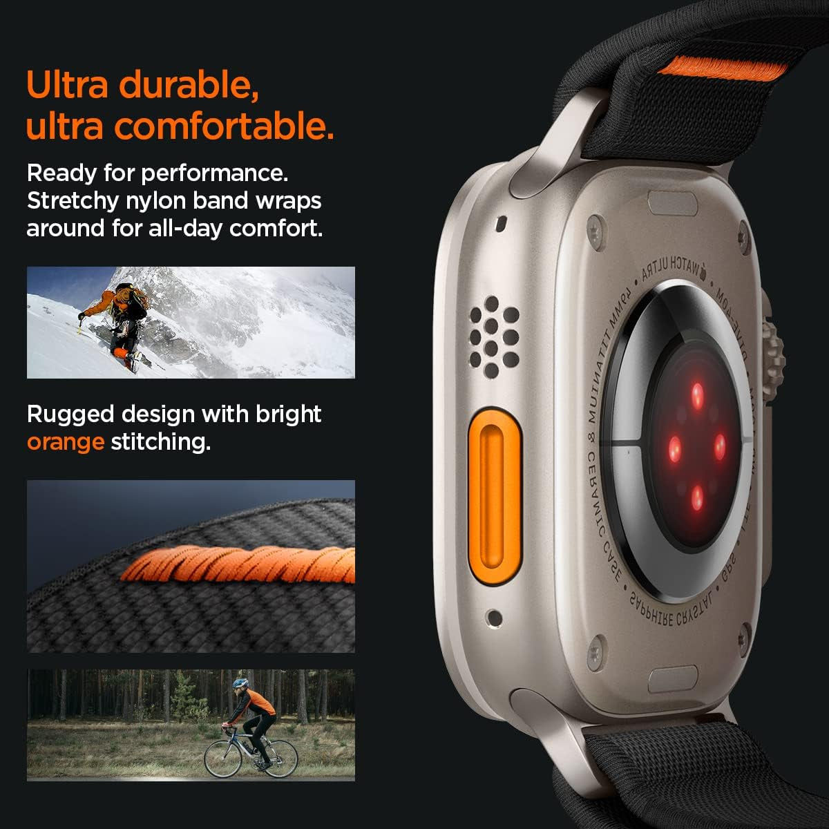 Lite Fit Ultra Band Designed for Apple Watch Band for Apple Watch Ultra2/Apple Watch Ultra 49Mm, Series 9/8/SE2/7/6/SE/5/4/3/2/1 45Mm/44Mm/42Mm Nylon Solo Loop