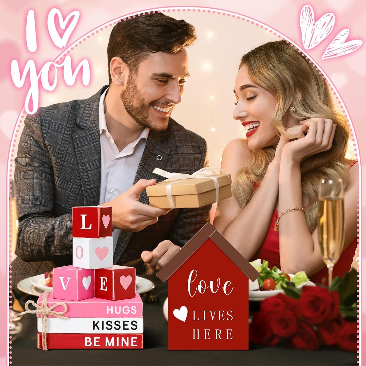 15 Pcs Valentines Day Wooden Table Decor St. Patrick'S Day Shamrock Decorations Valentine Irish Wooden Signs Hugs Kisses Be Mine Happy St. Patrick'S Day Stacks for Home Table Tiered Tray
