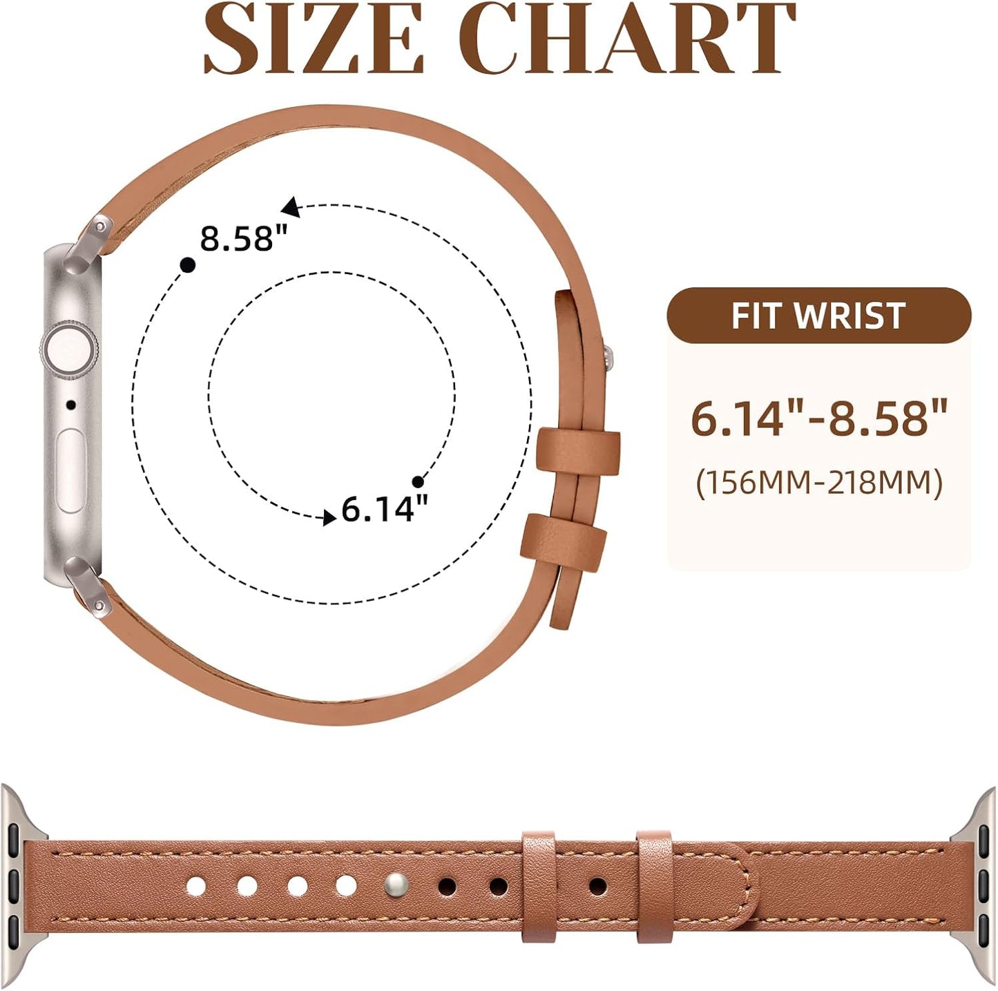 Compatible with Apple Watch Bands for Women 44Mm 40Mm 45Mm 41Mm 38Mm 42Mm 46Mm 49Mm for Iwatch Bands for Women, Top Grain Genuine Leather Slim Band for Iwatch Ultra SE Series 10/9/8/7/6/5/4/3