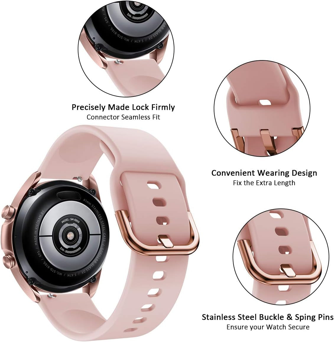 Galaxy Watch 5/6/4 Band,Bands for Samsung Watch Active 2 40Mm 44Mm,Galaxy Watch 5 Pro/Galaxy Watch 3 41Mm/Active,20Mm Soft Silicone Band Correa Sport Strap Galaxy 6/4 Classic Bands Wristbands