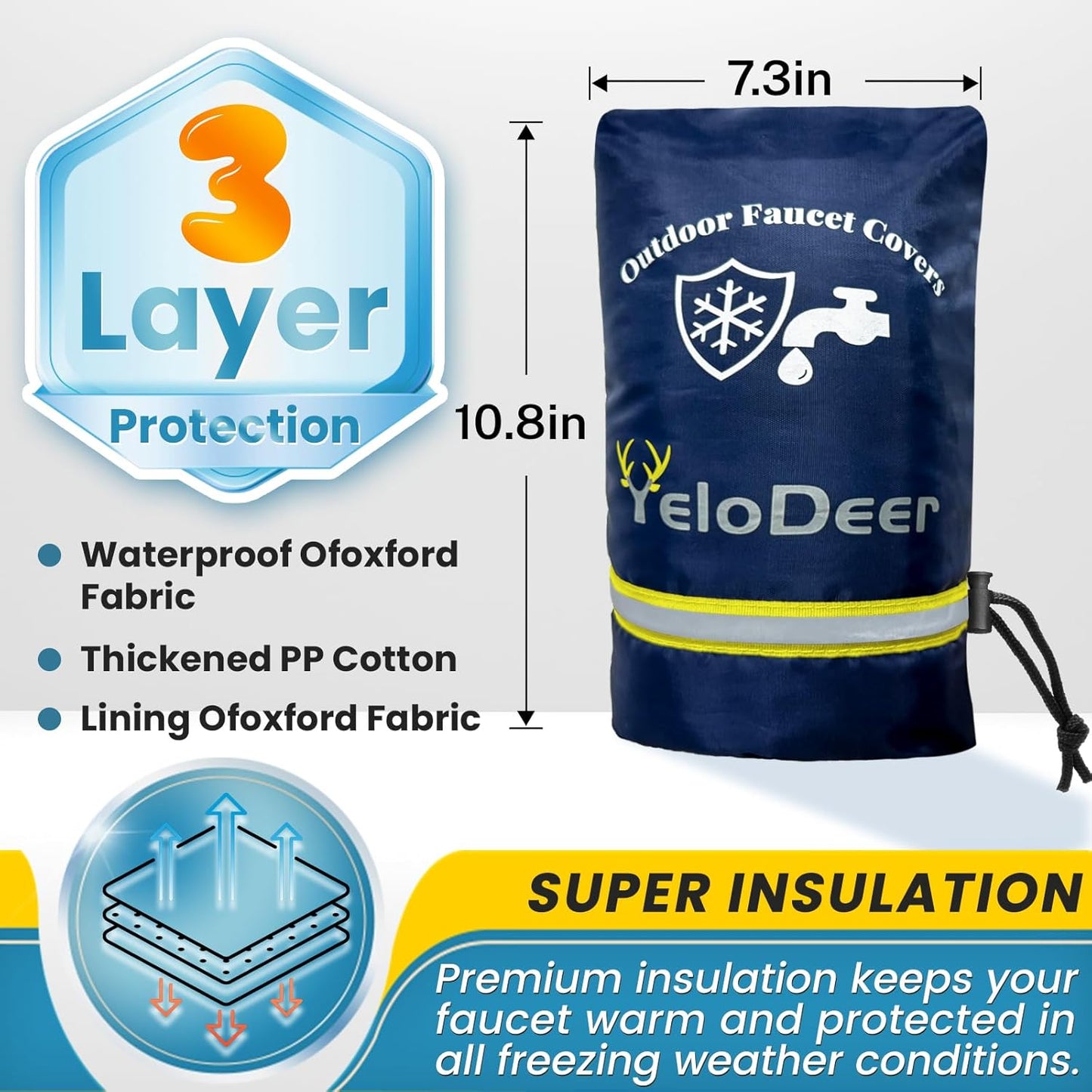 120 V Electric Pipe Heat Tape Kit for Pipe Freeze Protection 2 Feet, Heat Trace for Water Pipes Kit Paired with 7.3"W X 10.8"H Larger Size Outdoor Faucet Spigot Pipe Covers