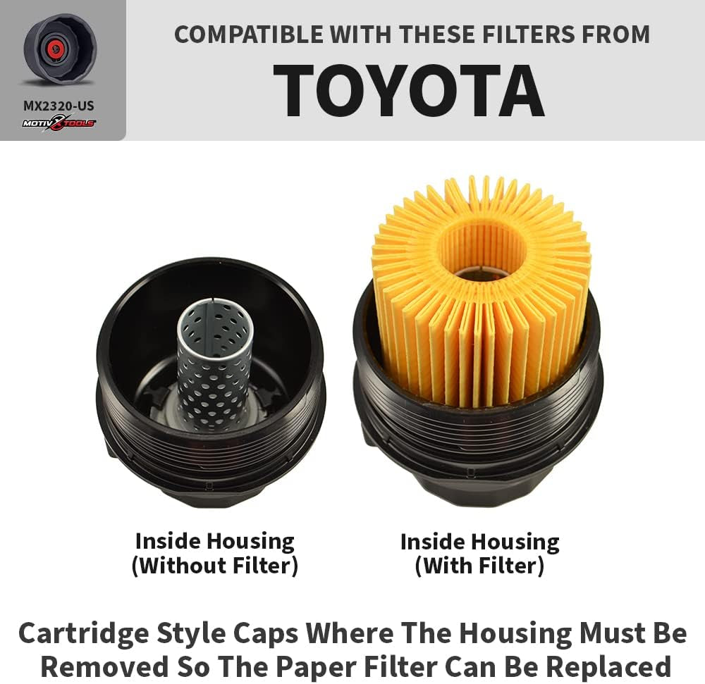 Oil Filter Wrench for Toyota Camry, Tundra, Tacoma, 4Runner, RAV4 and More - 64Mm 14 Flute Precision CNC Machined Aluminum Oil Filter Removal Tool